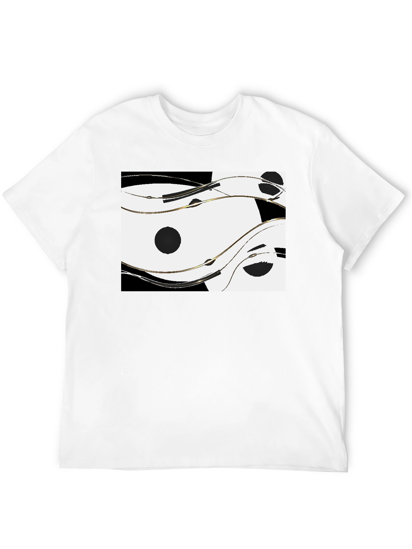 Black Abstract Yin Yang Style Graphic Tee - Black view 12