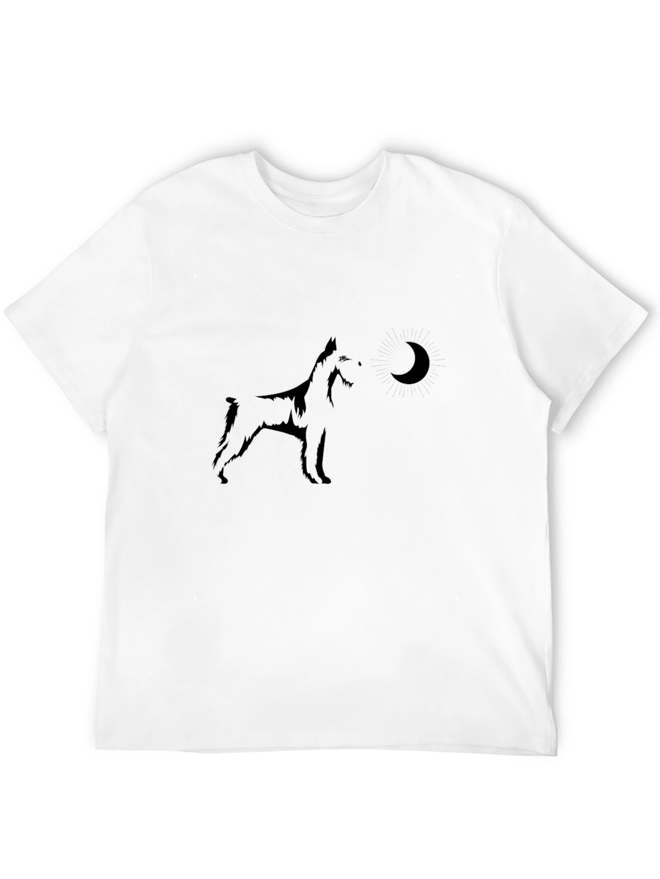 Black Black Dog Howling at Moon Graphic Tee view 12