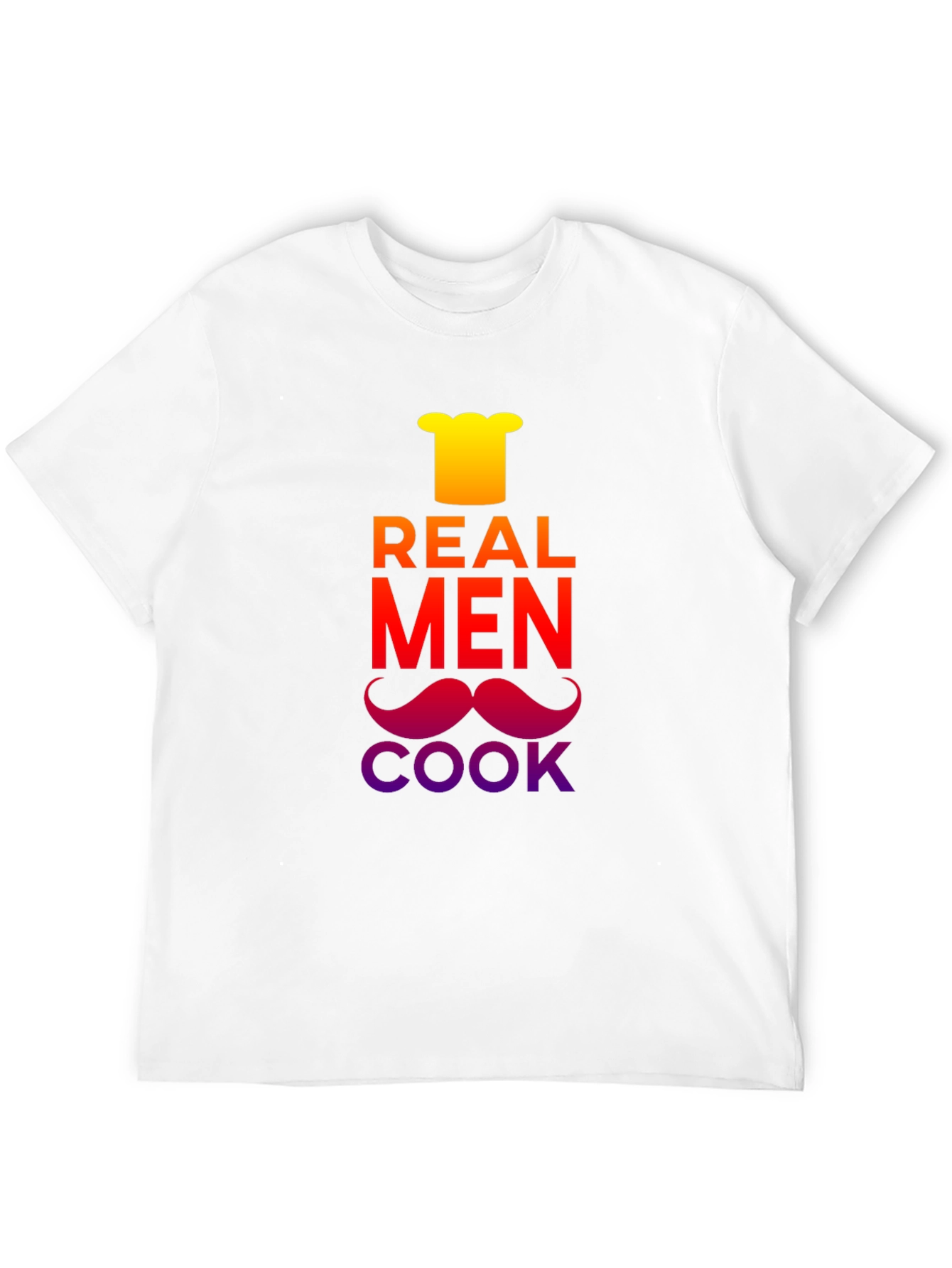 Black Real Men Cook T-Shirt - Chef's Hat & Moustache Design view 12