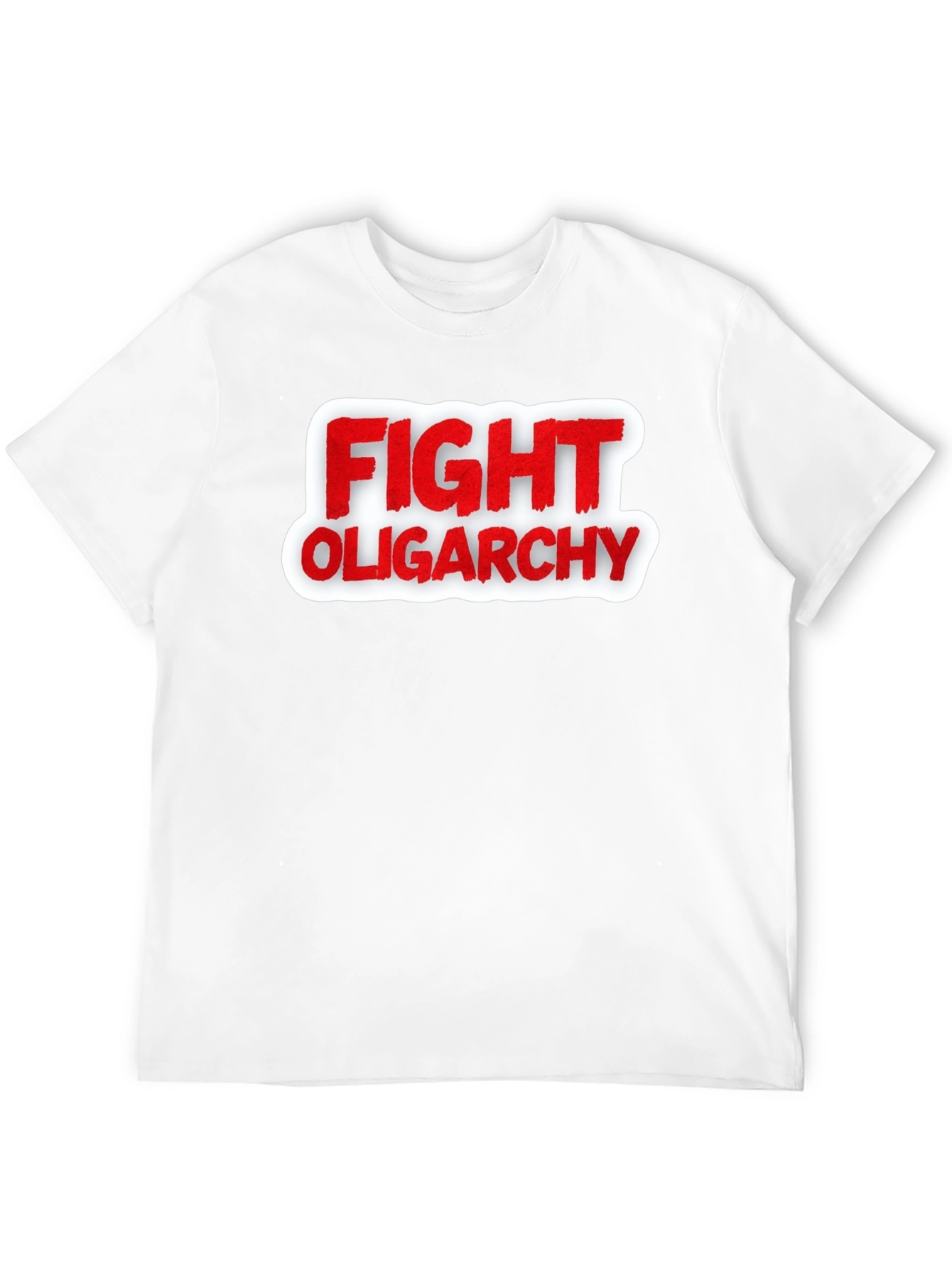 Black Fight Oligarchy T-Shirt - Red and White Graphic Tee view 12