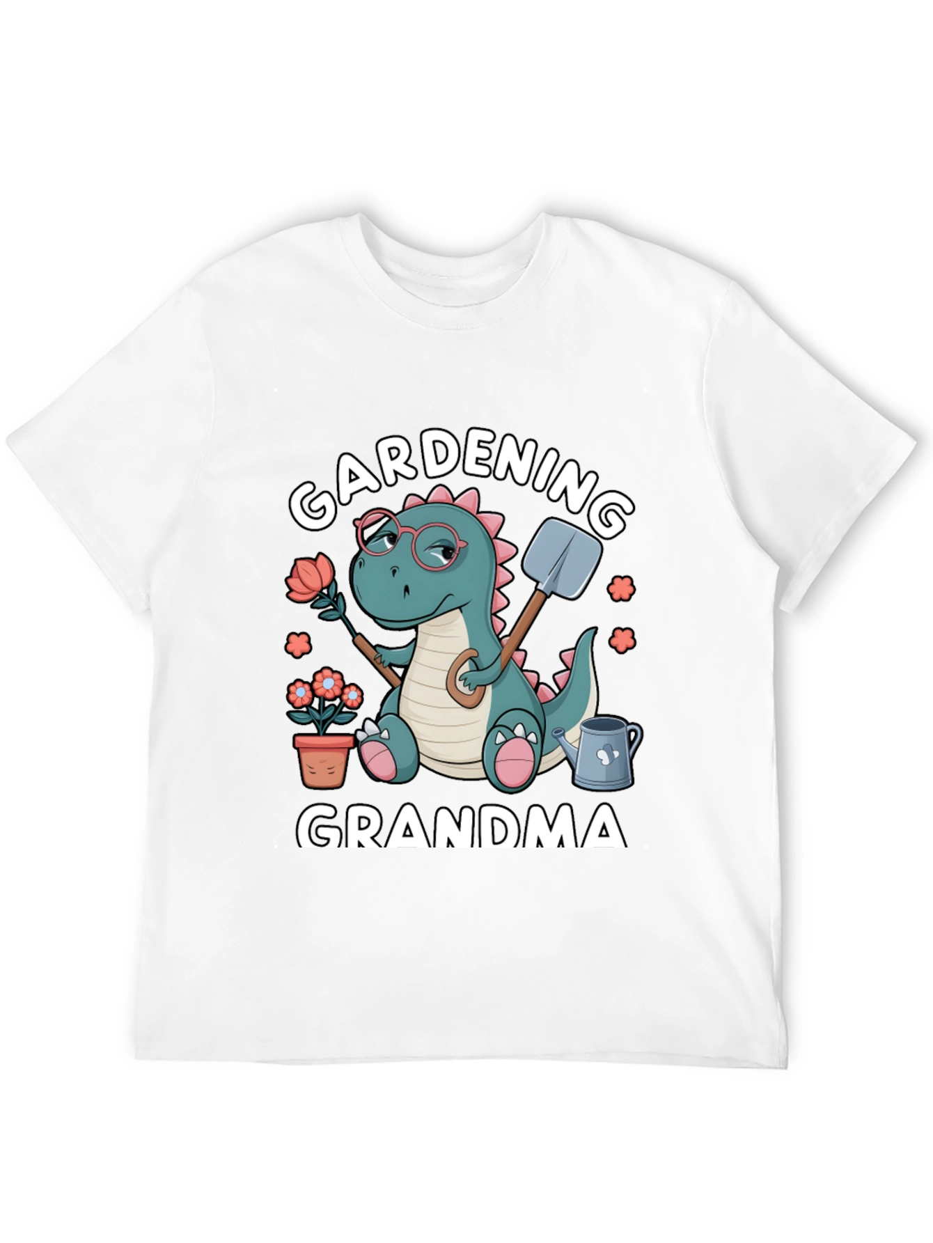 Black Gardening Grandma T-Shirt - Dinosaur Design view 12