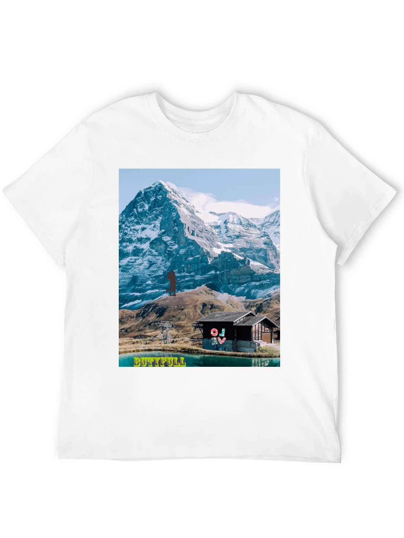 Black Mountain View Graphic Tee - "BUTTIFULL" Novelty Shirt view 12