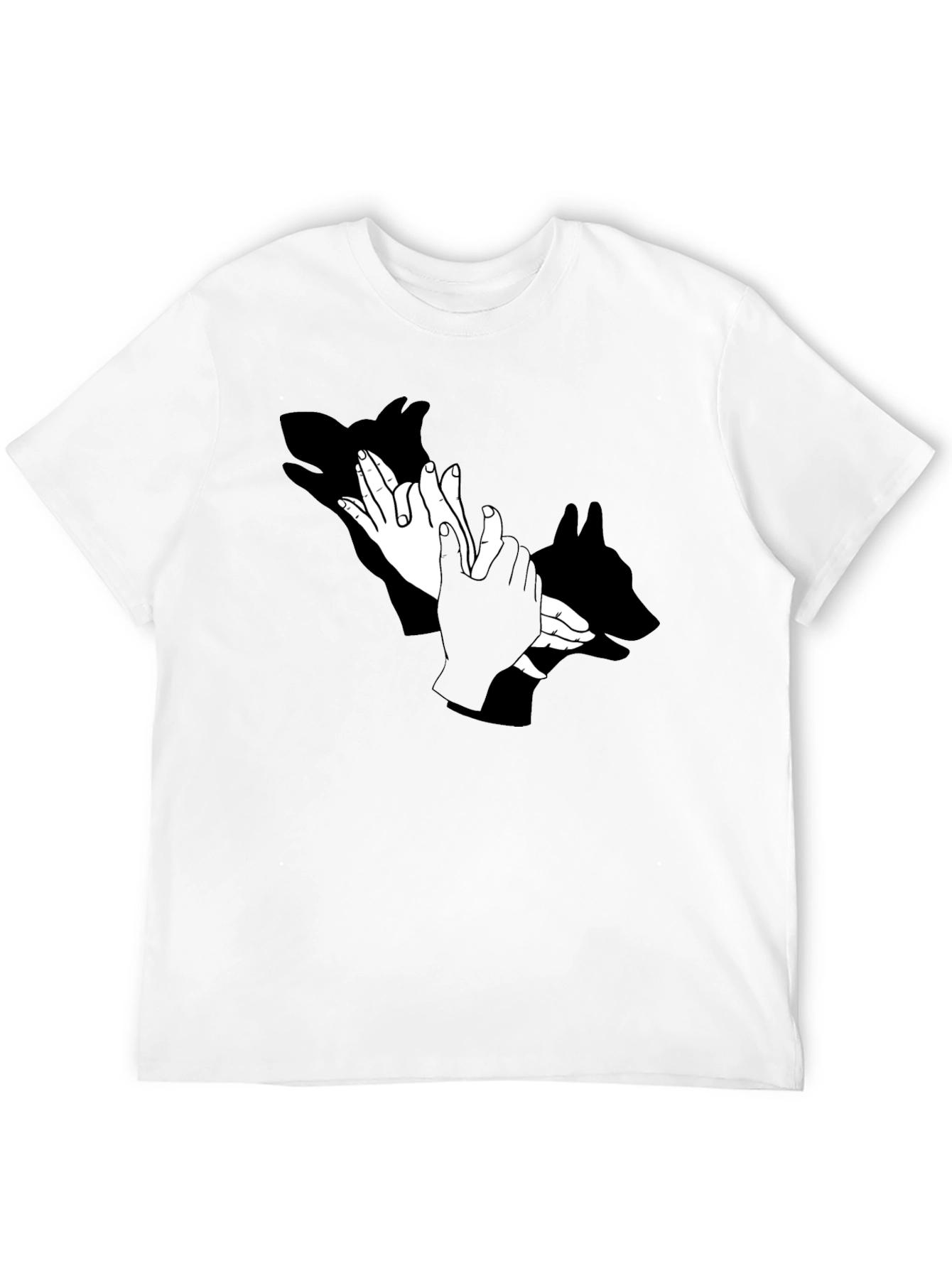 Black Shadow Puppet Hands Graphic Tee - Unique Design view 12