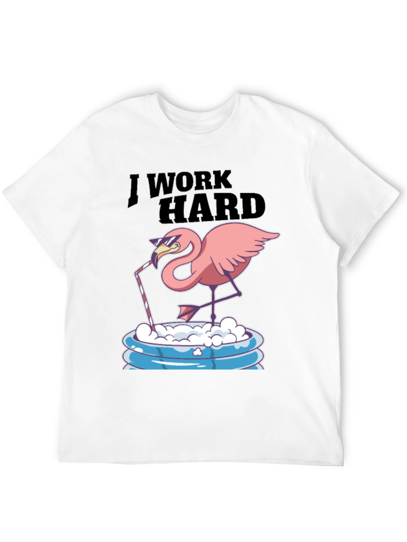 Black I Work Hard Flamingo T-Shirt - Funny Relaxing Tee view 12