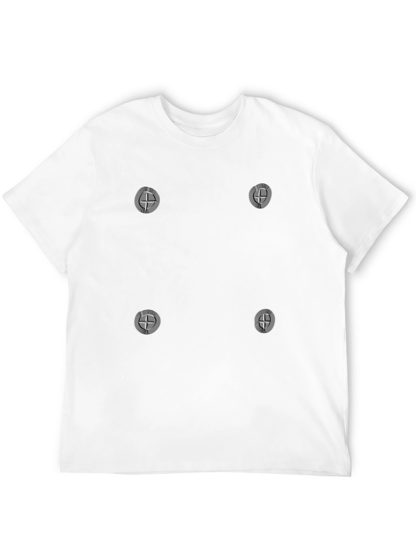 Black Men's Black T-Shirt with Silver Cross Symbols view 12