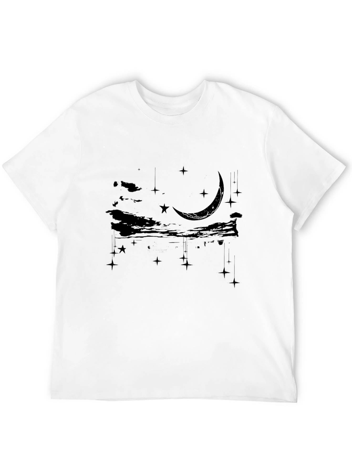 Black Celestial Crescent Moon Graphic Tee - Black Cotton Blend view 12