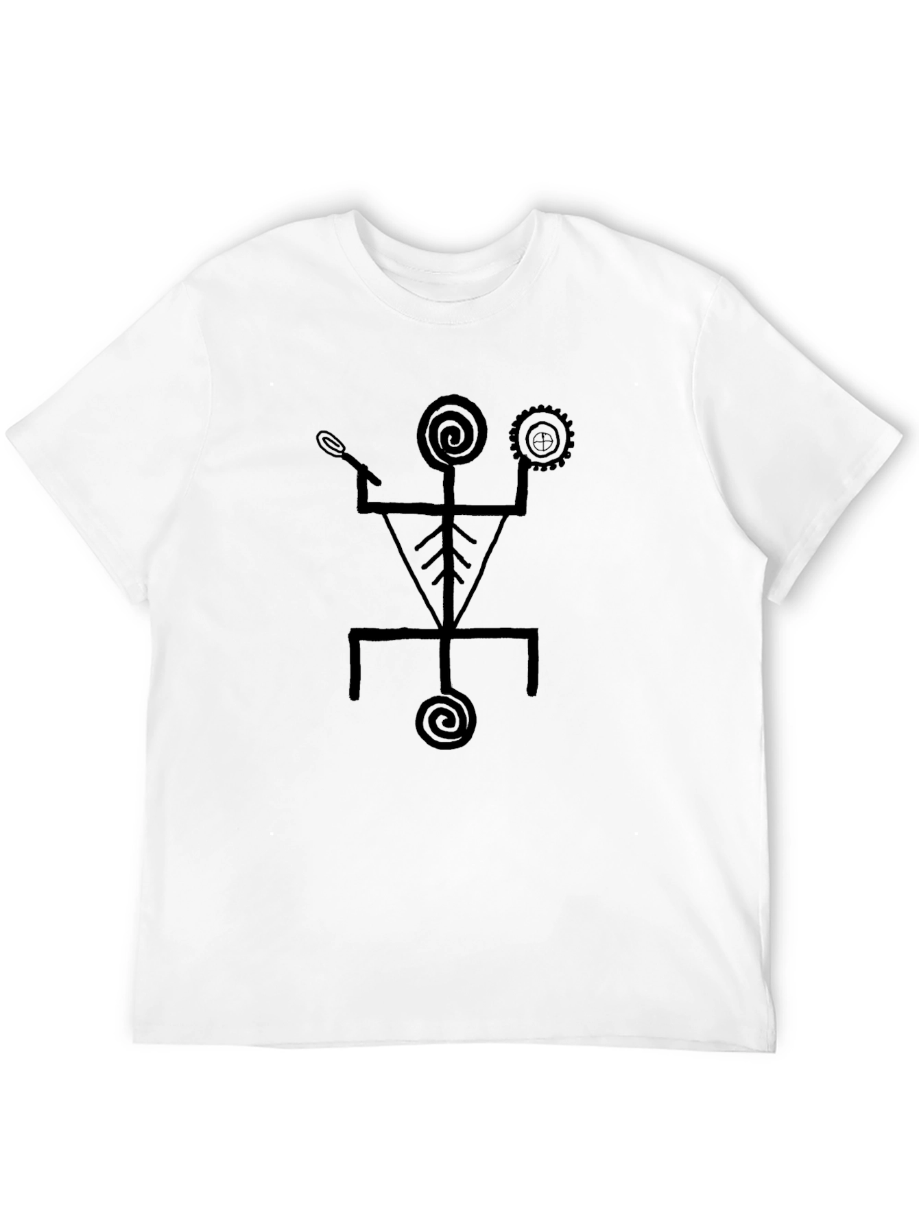 Black Abstract Tribal Graphic Print Black T-Shirt view 12