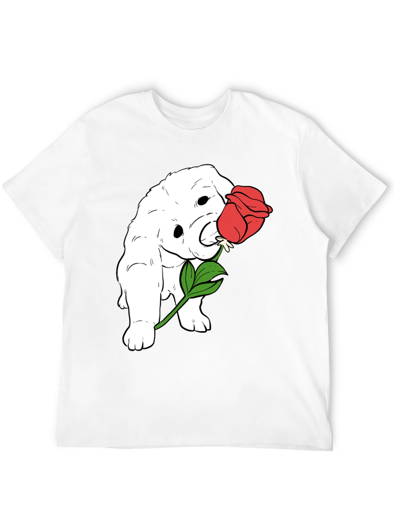 Black Dog with Rose Graphic T-Shirt view 12