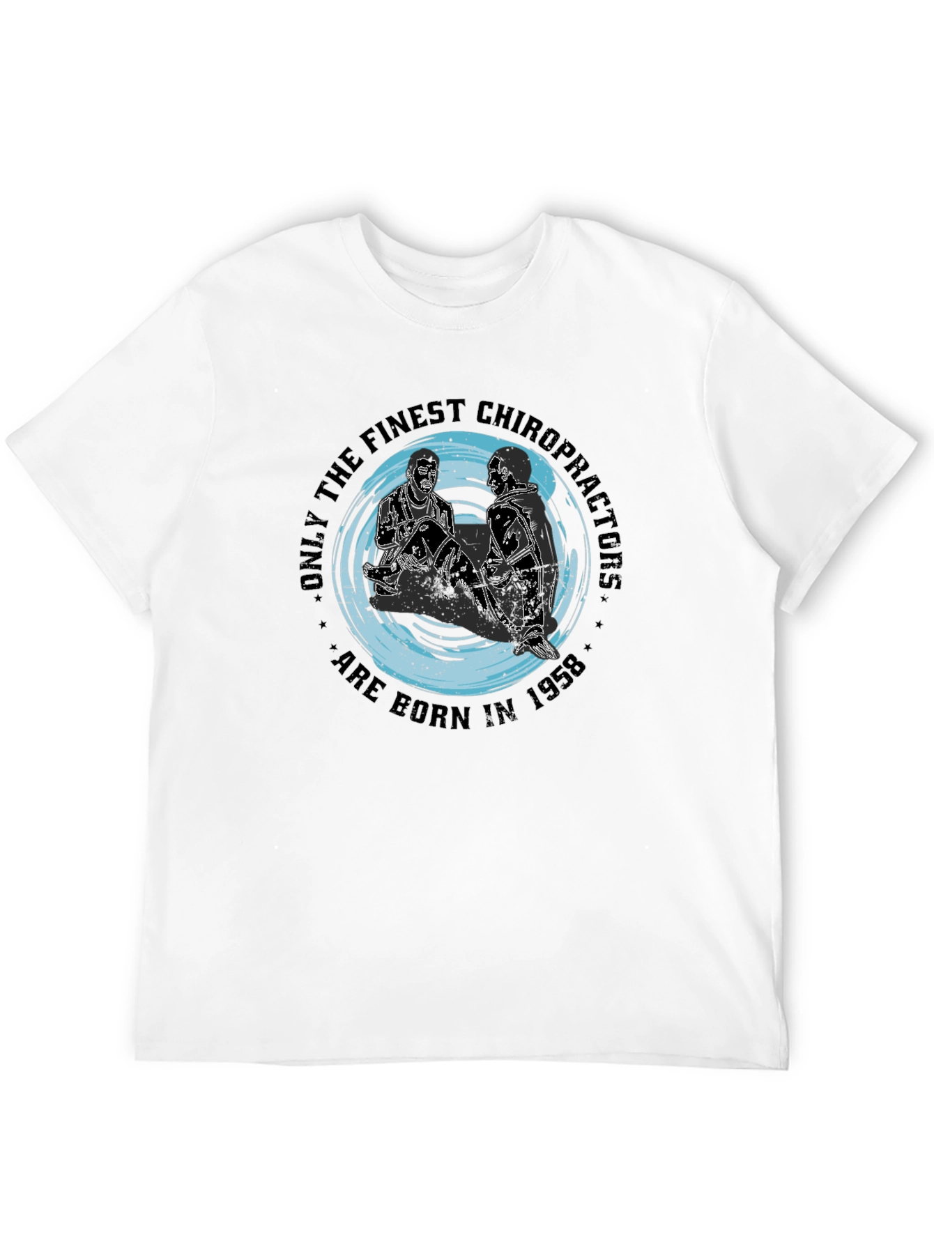 Black Finest Chiropractors Born in 1958 Black T-Shirt view 12