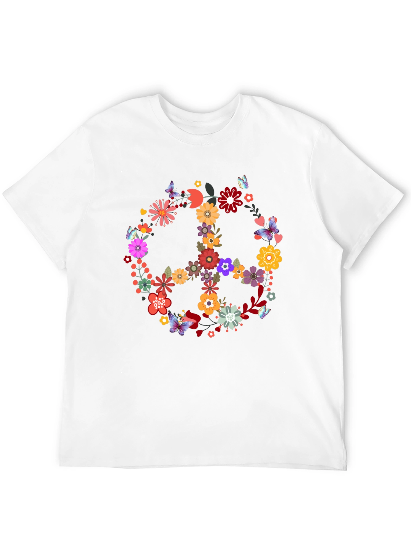 Black Floral Peace Sign Graphic Tee - Black view 12