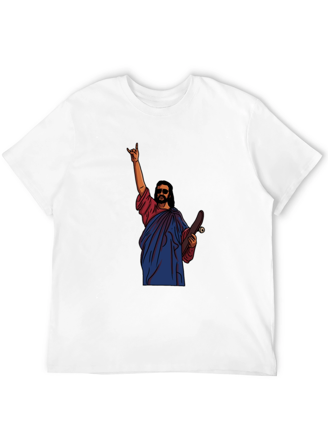 Black Skateboarding Jesus T-Shirt - Religious Humor view 12