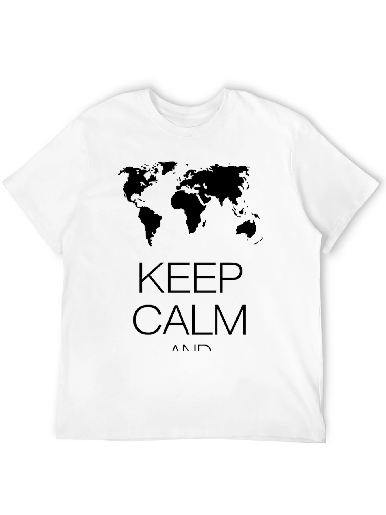 Black Keep Calm World Map Graphic Black T-Shirt view 12