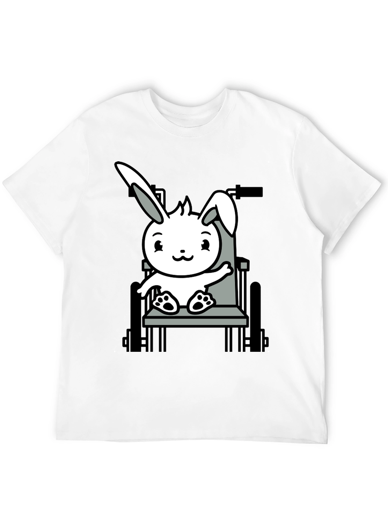 Black Bunny Wheelchair T-Shirt: Adorable Animal Graphic Tee view 12