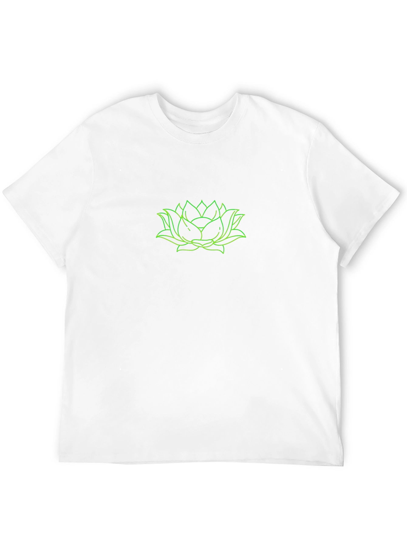 Black Men's Black T-Shirt with Green Lotus Design view 12