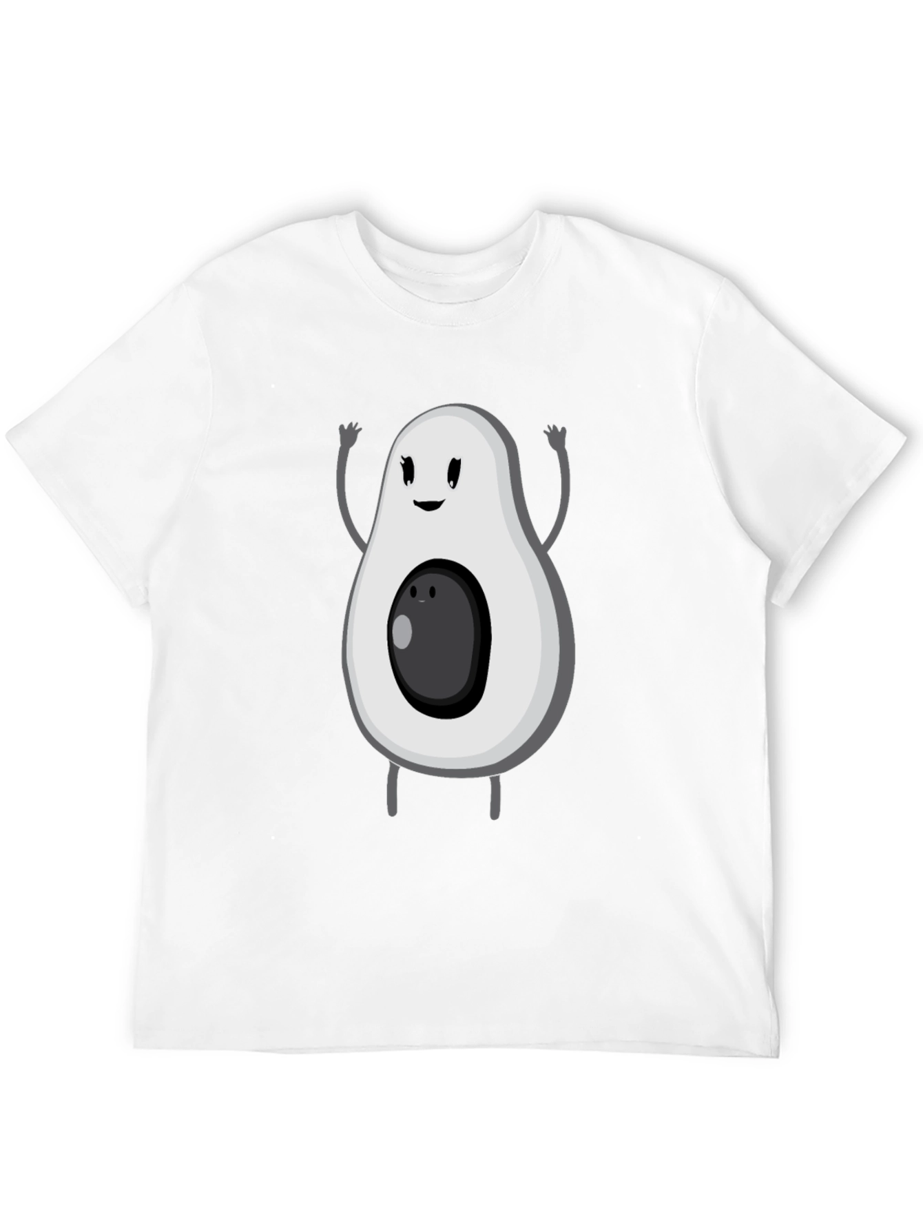 Black Funny Avocado Cartoon Graphic Tee - Black T-Shirt view 12