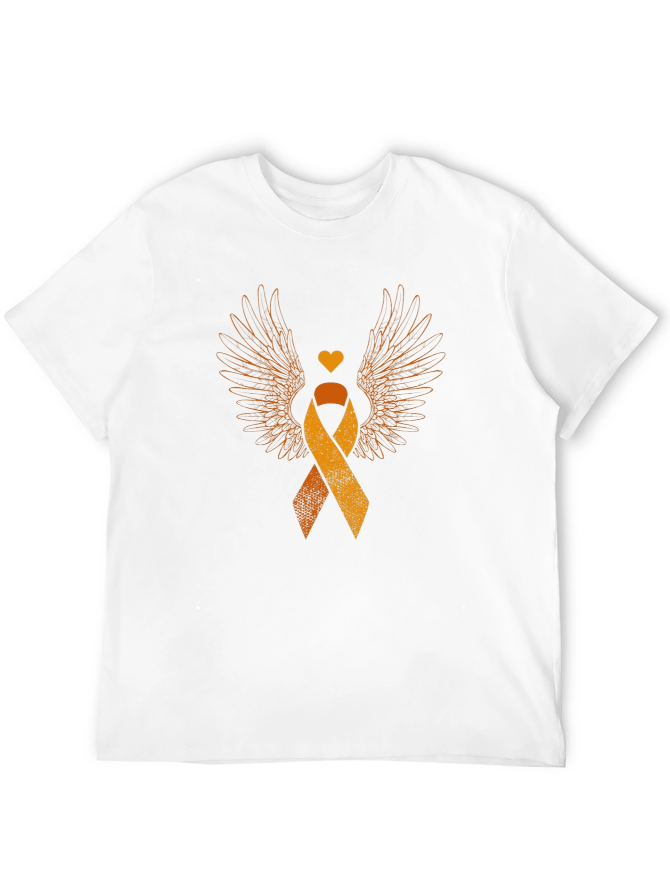 Black Orange Ribbon Wings Awareness T-Shirt view 12