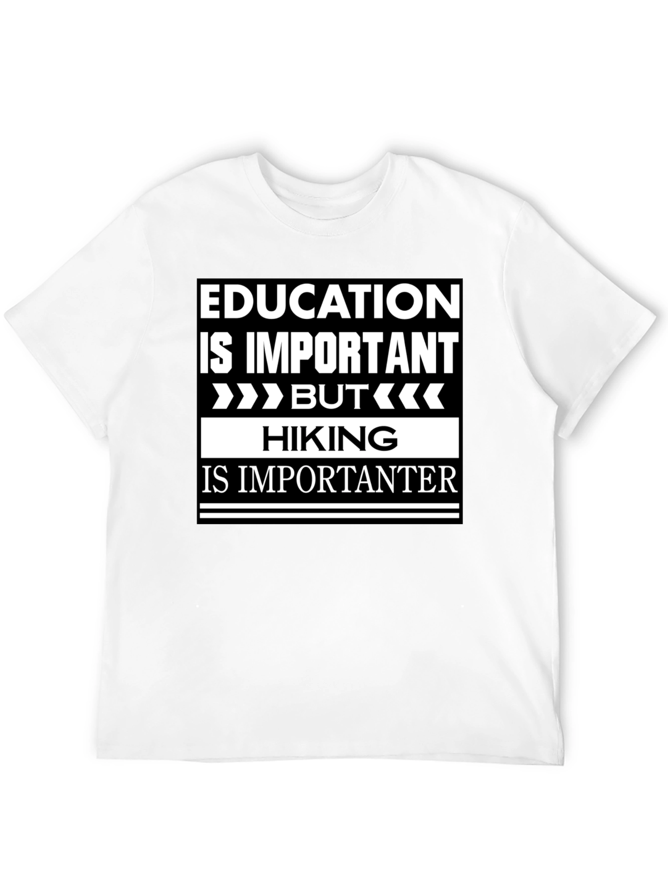 Black Funny Hiking T-Shirt - Education vs. Hiking Humor view 12