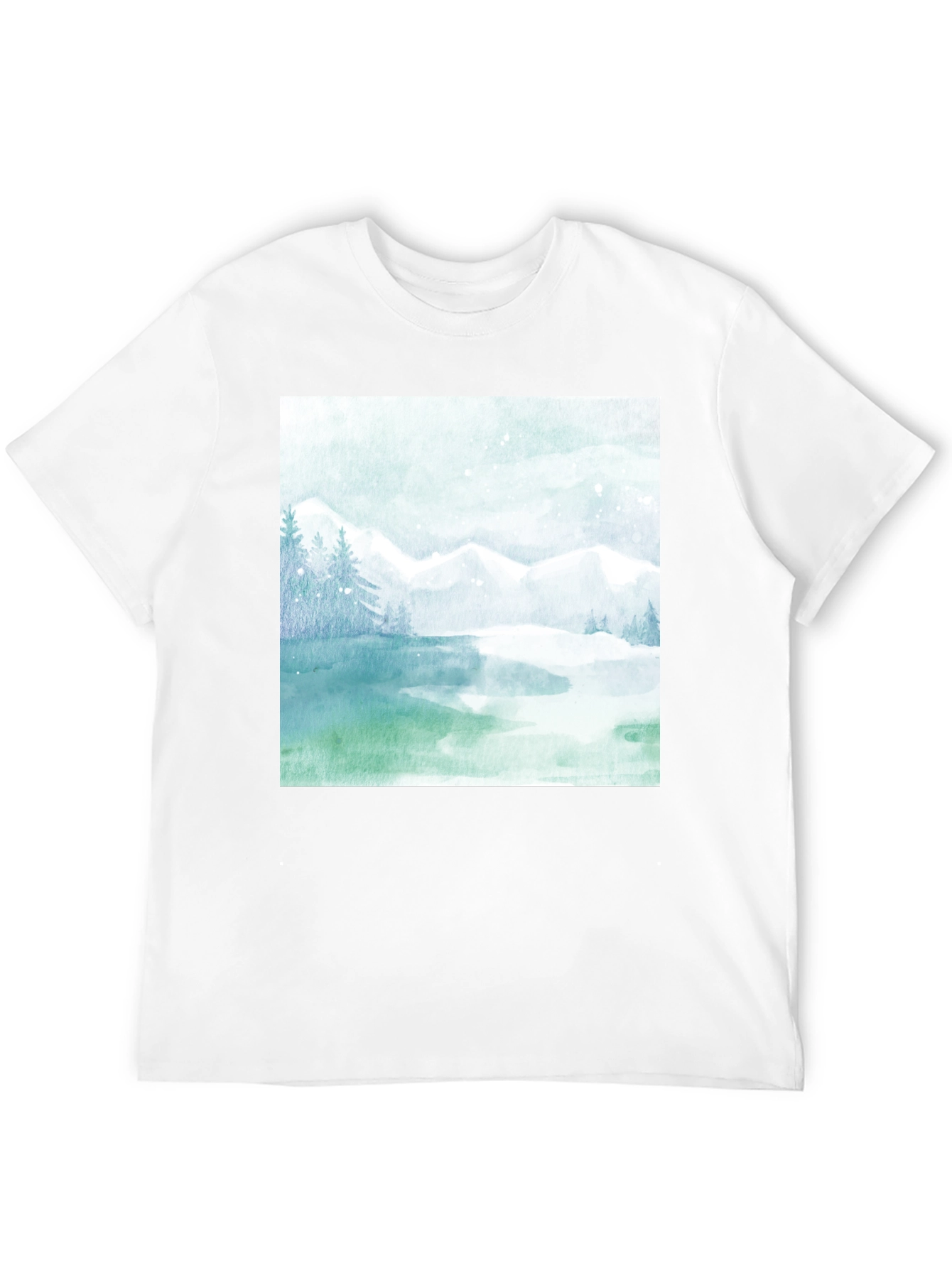 Black Watercolor Mountain Lake Graphic Tee view 12