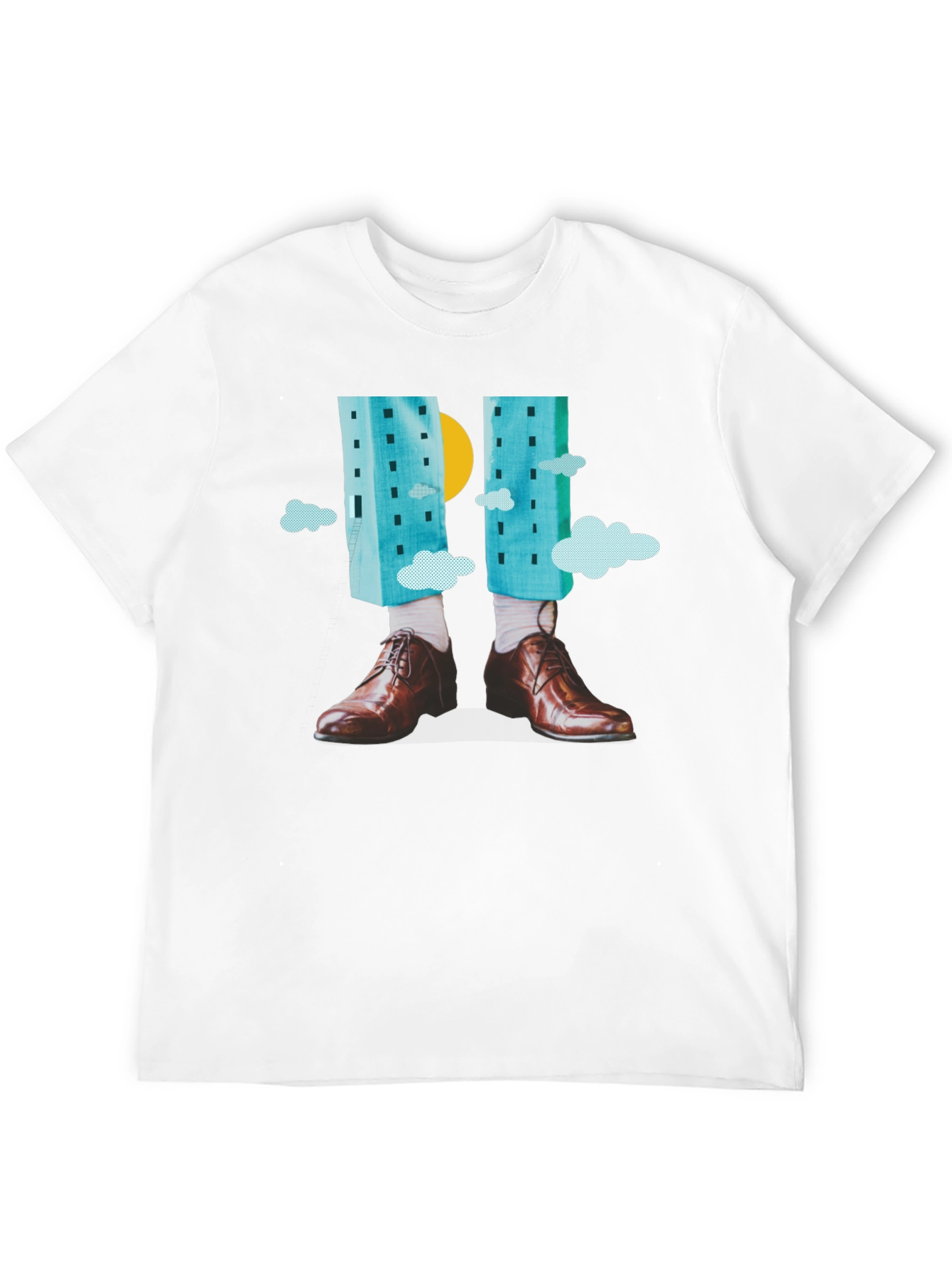 Black Abstract Cityscape Graphic Tee - Modern Art T-Shirt view 12