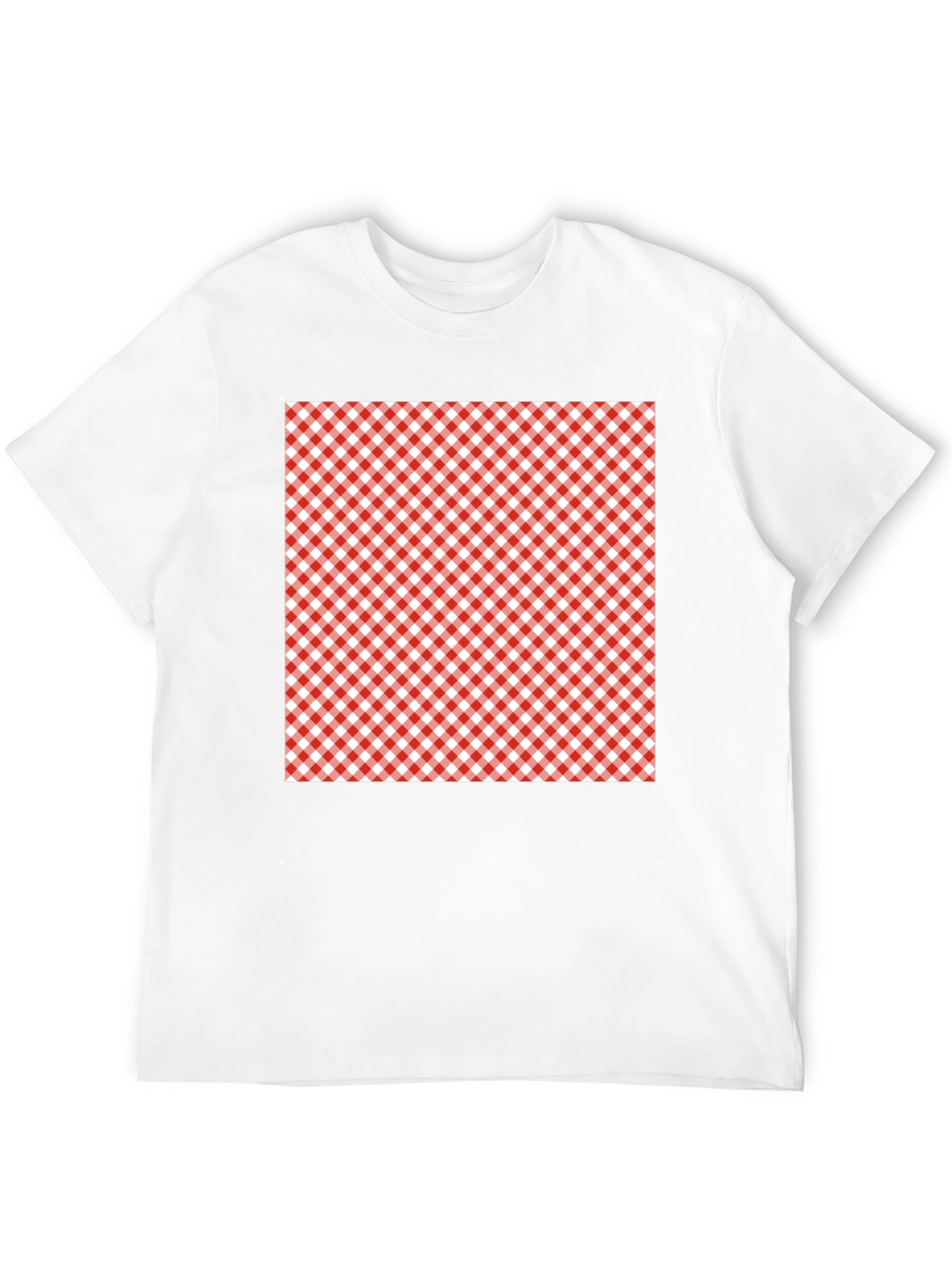Black Red & White Gingham Patterned T-Shirt view 12
