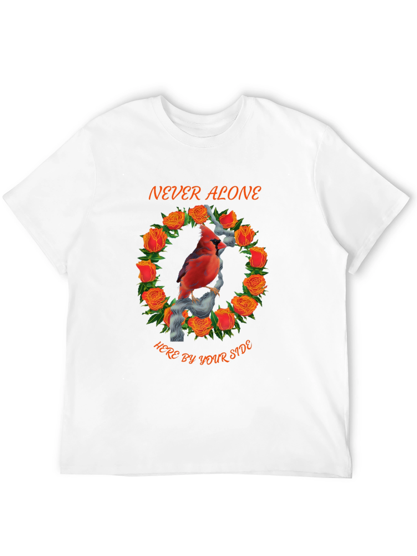 Black Cardinal Rose Wreath Graphic Tee - Never Alone view 12