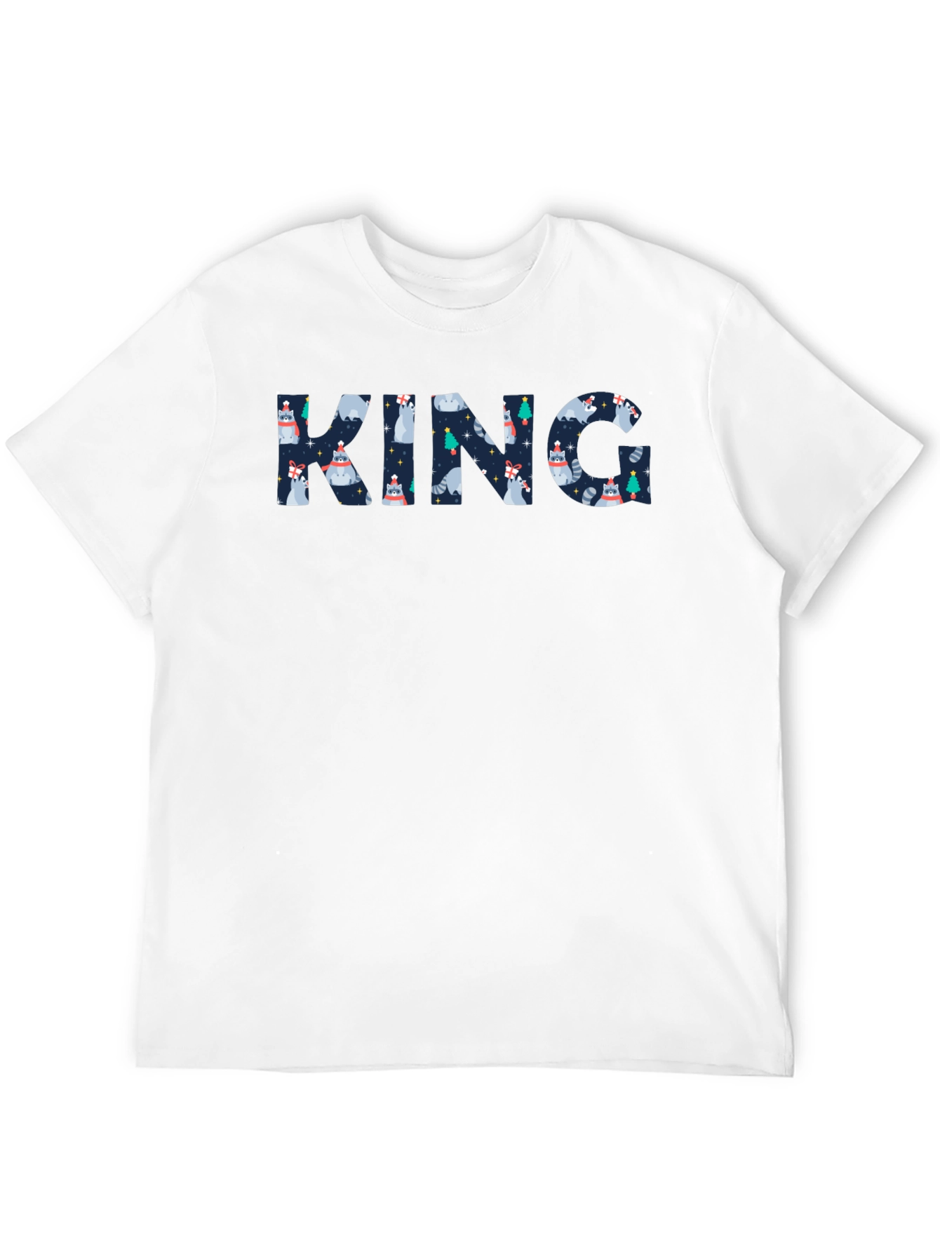 Black King Raccoon Patterned Black T-Shirt view 12