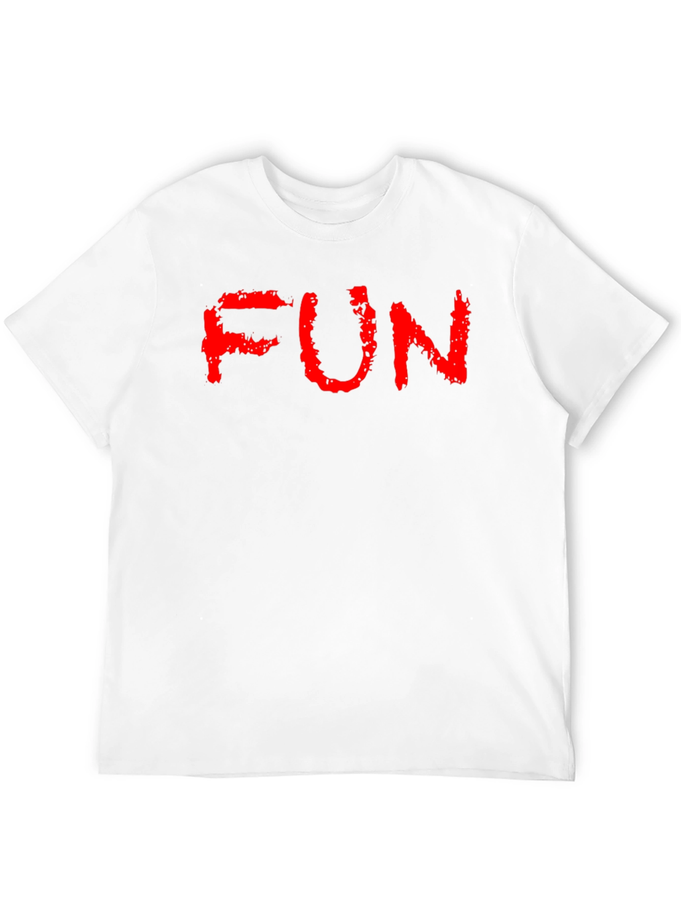Black FUN Red Text Black Cotton T-Shirt view 12