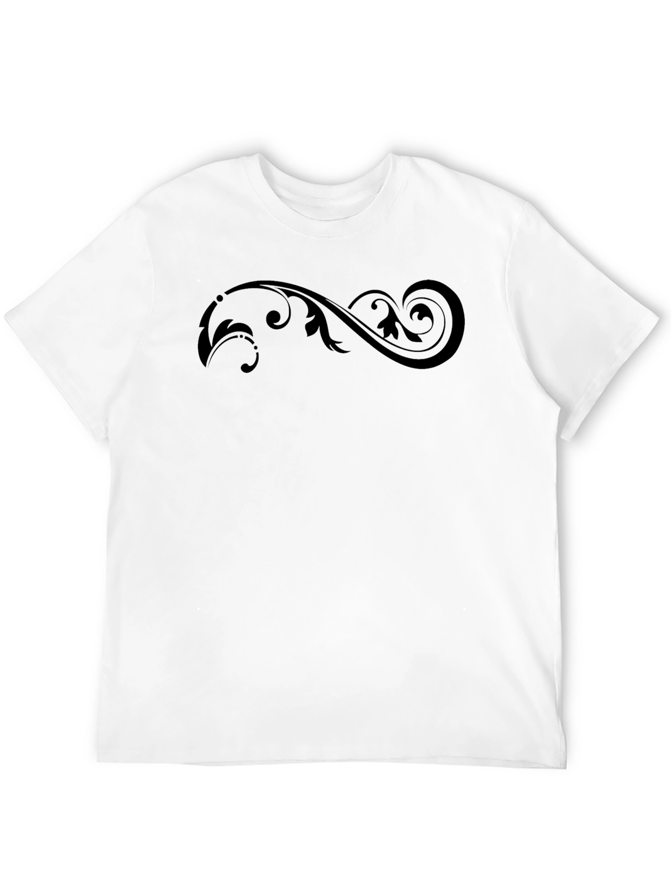 Black Elegant Swirl Graphic Black T-Shirt view 12