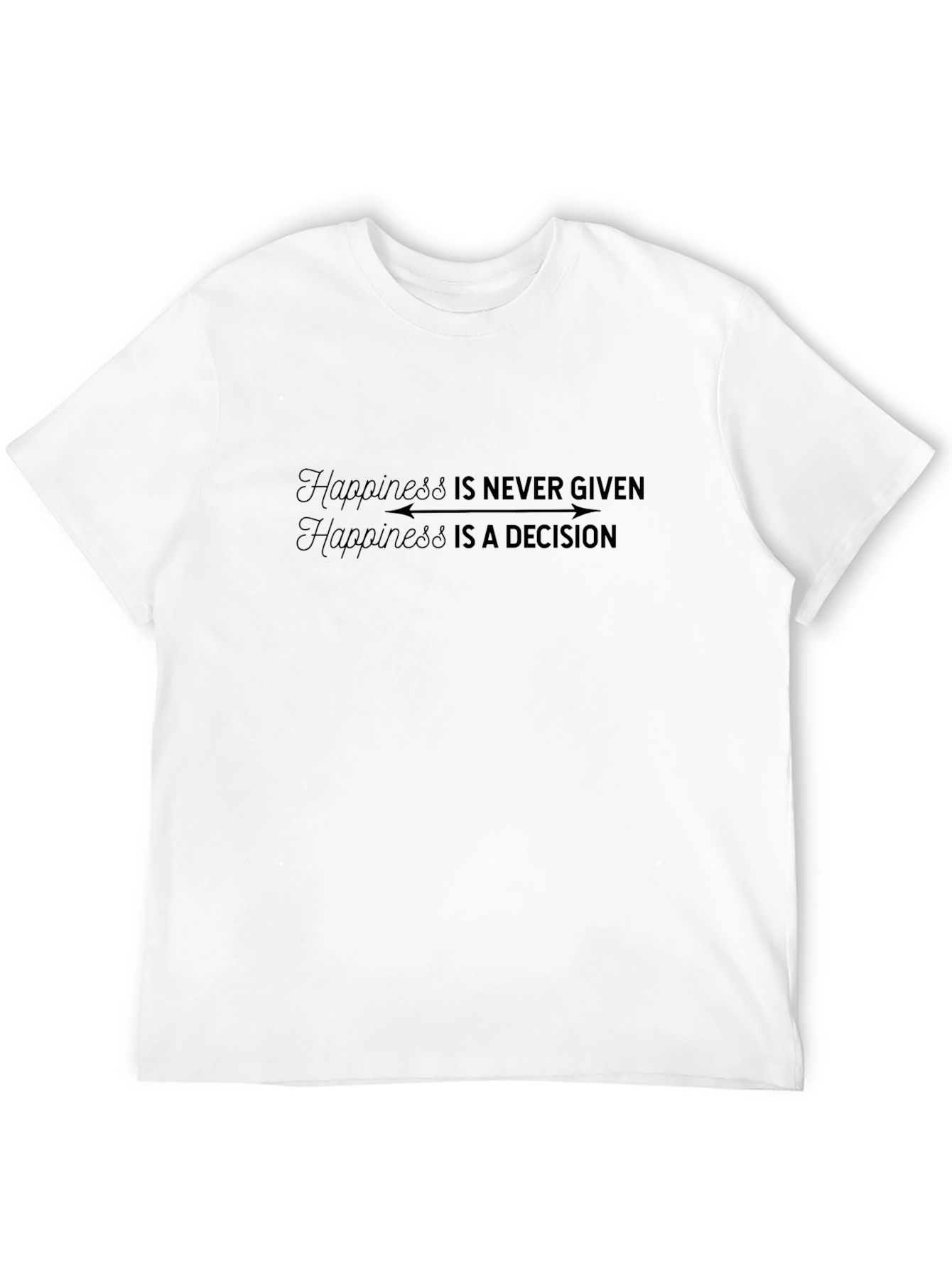 Black Happiness Decision T-Shirt - Soft Cotton Tee view 12