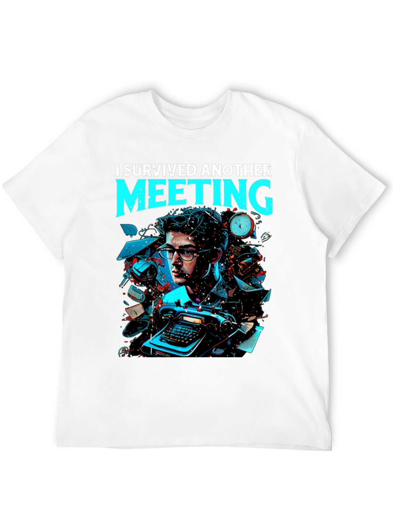 Black I Survived Another Meeting Graphic Tee view 12