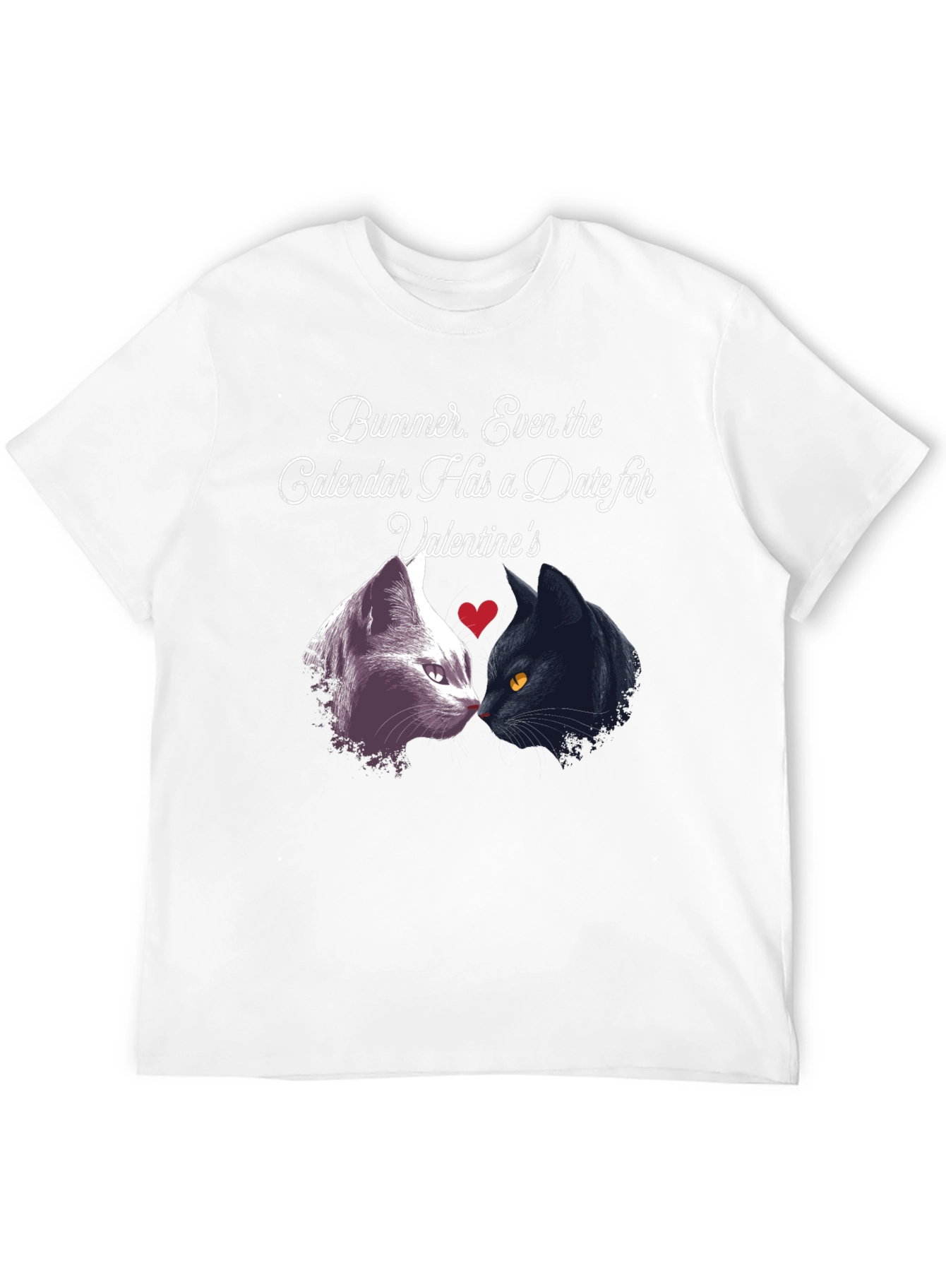 Black Valentine's Day Cat T-Shirt - 'Bummer' Single Life Apparel view 12