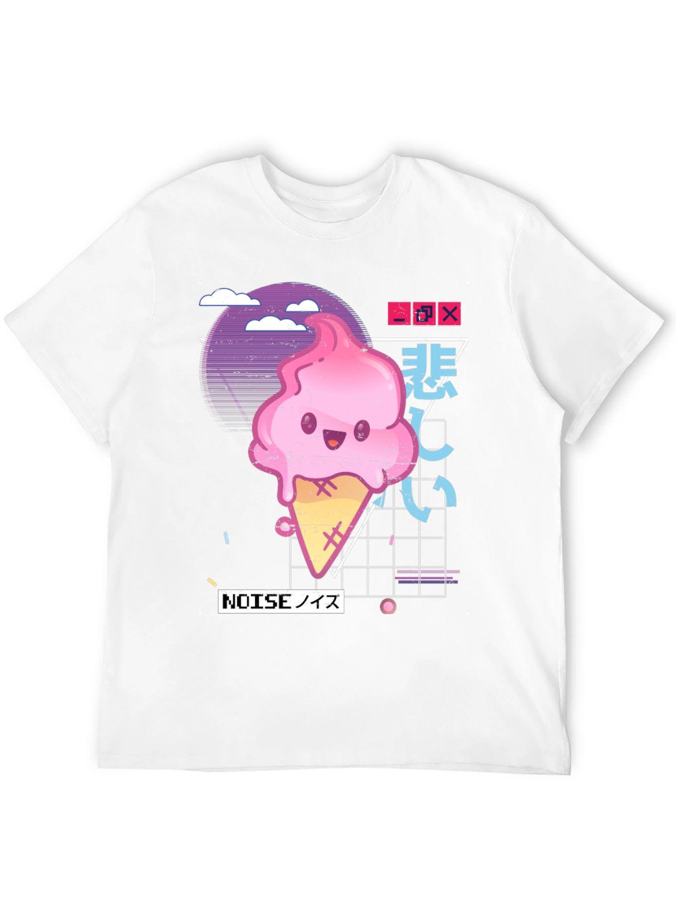 Black Kawaii Ice Cream Cone Graphic Tee view 12