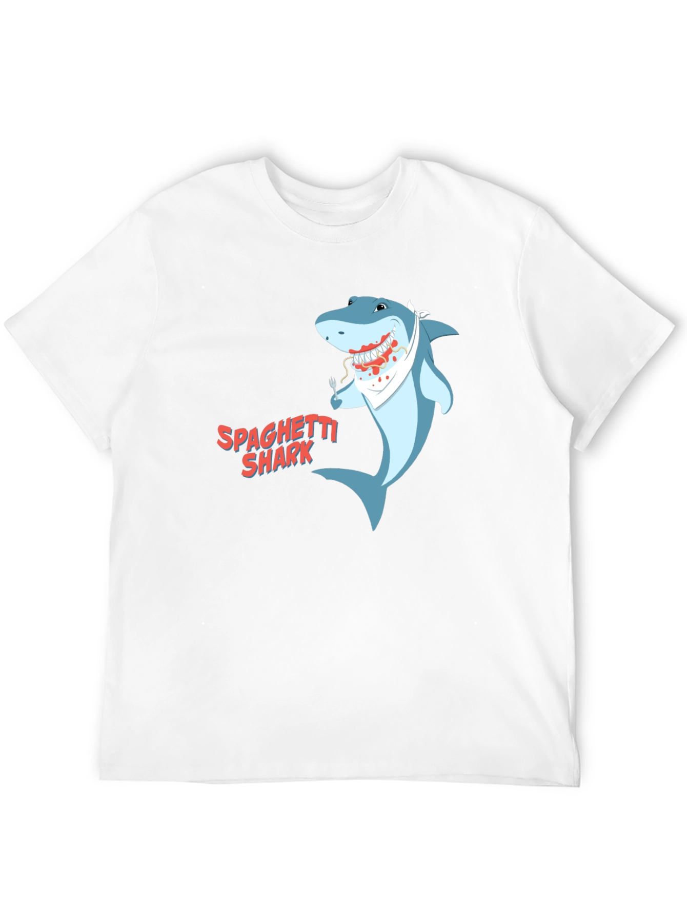 Black Spaghetti Shark Graphic Tee - Funny Cartoon Shirt view 12