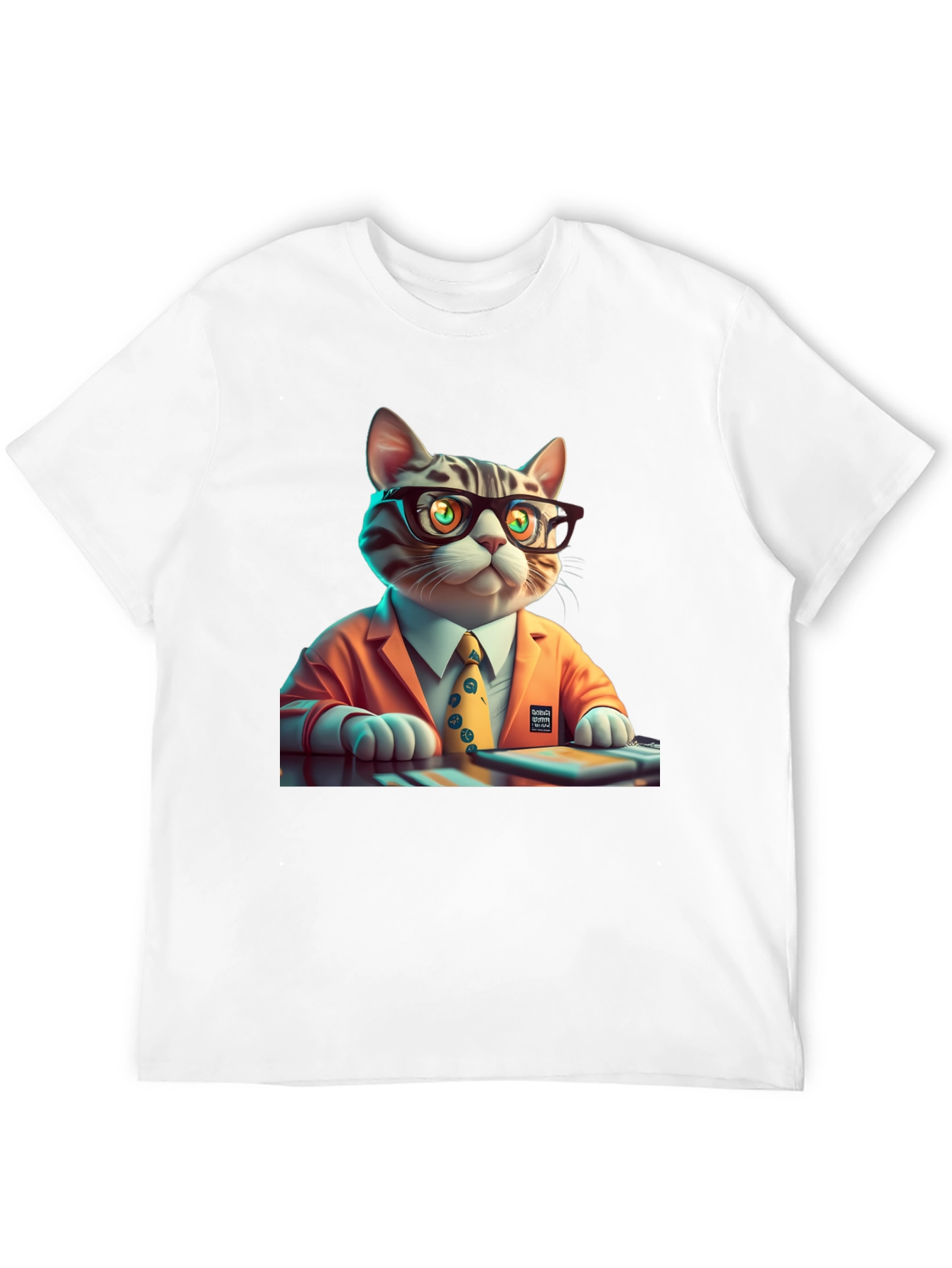 Black Cool Cat Businessman Graphic Tee view 12
