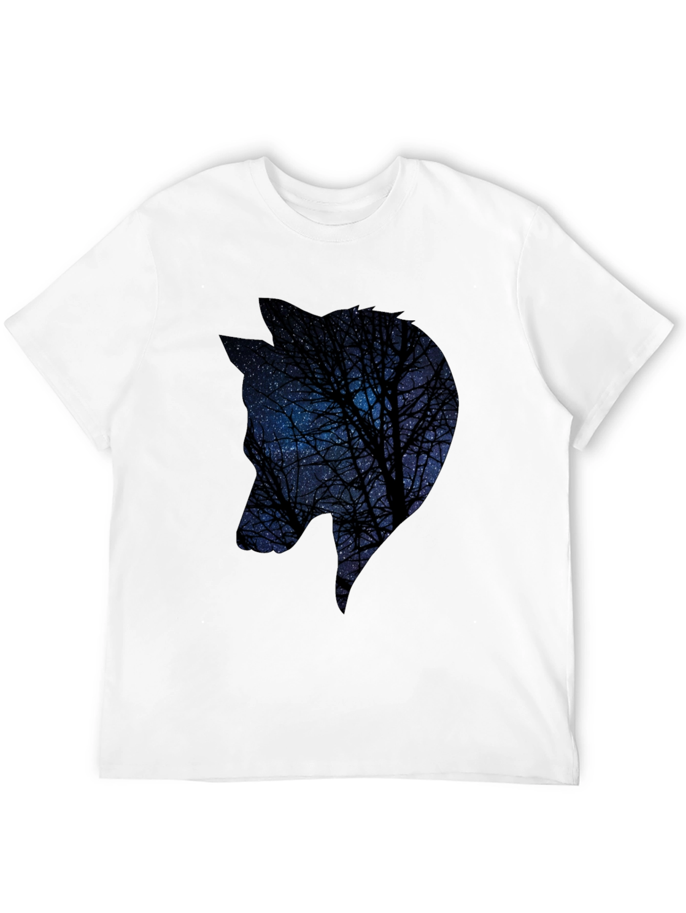 Black Night Sky Wolf Graphic Tee - Black Cotton Blend view 12