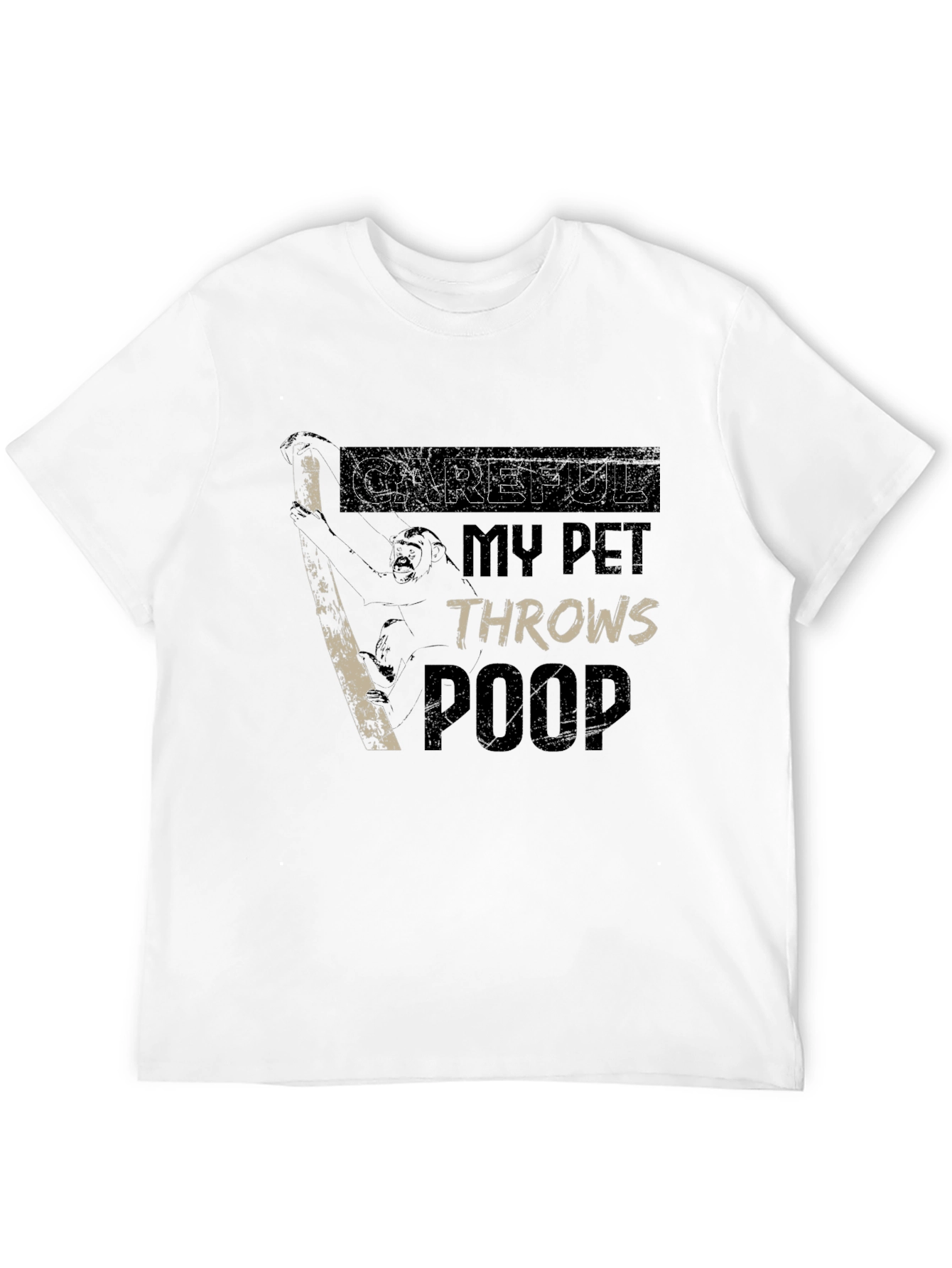 Black Careful My Pet Throws Poop Graphic T-Shirt view 12
