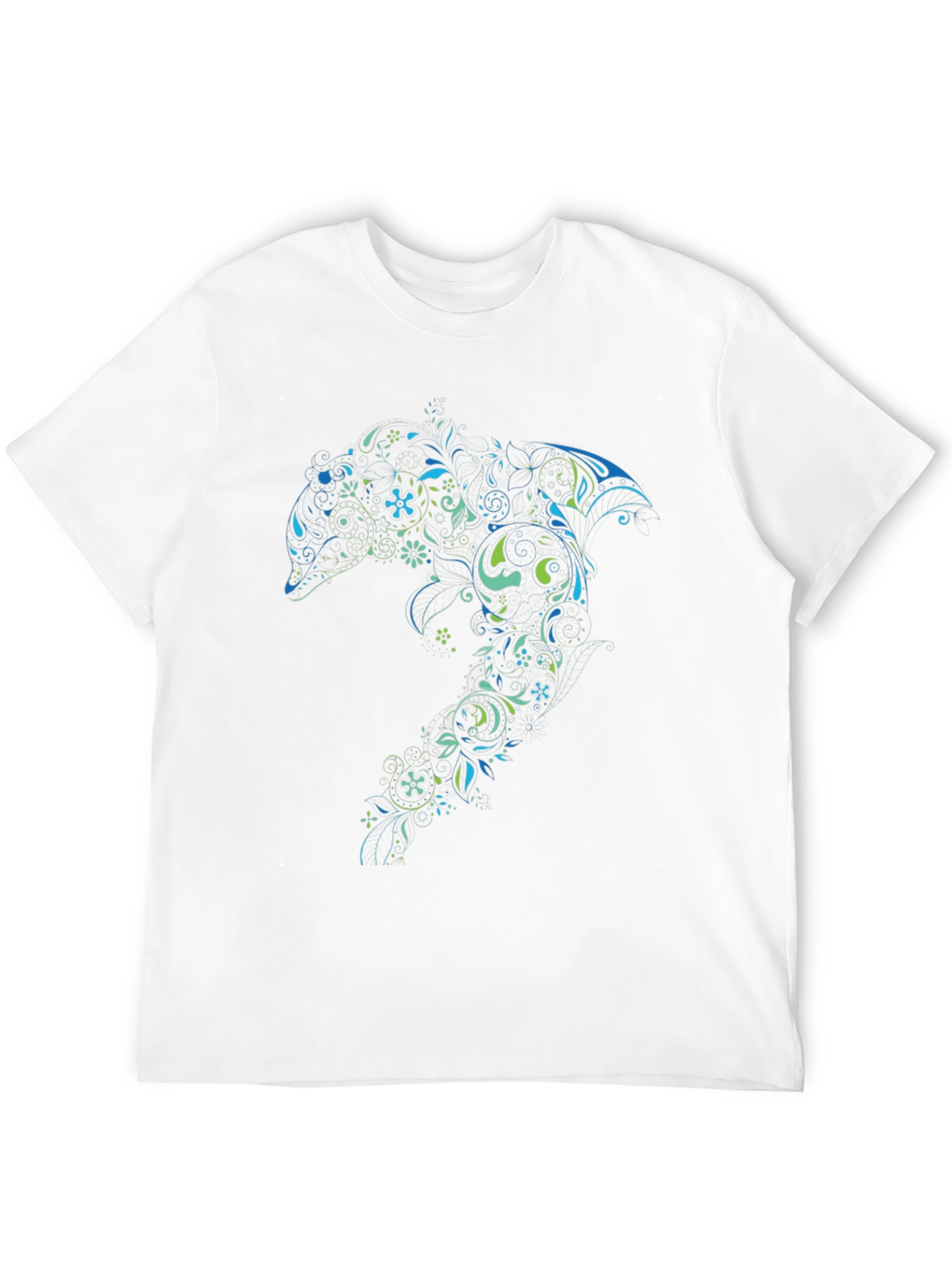Black Floral Dolphin Graphic Tee - Black Cotton Comfort view 12