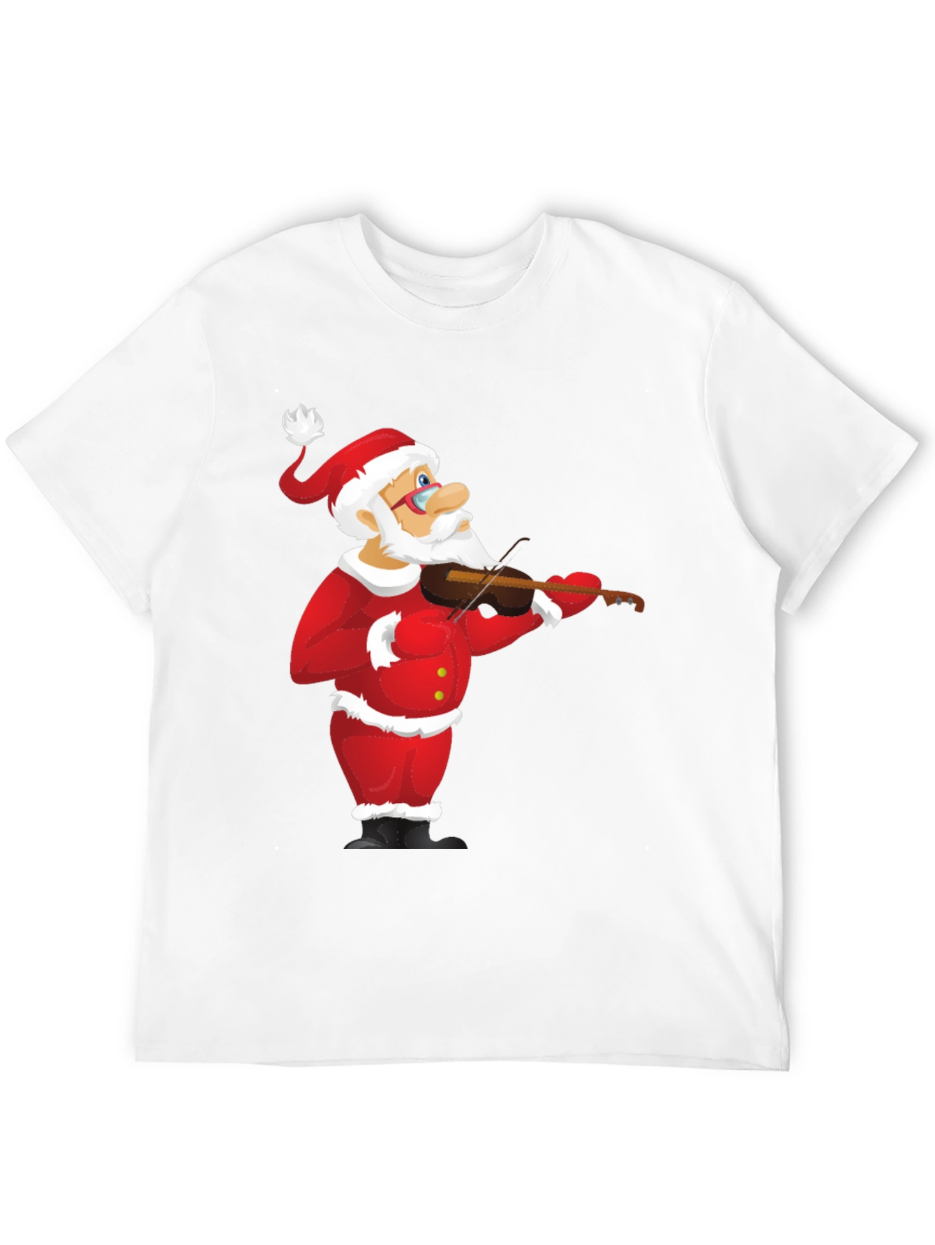 Black Santa Claus Violinist Black T-Shirt view 12