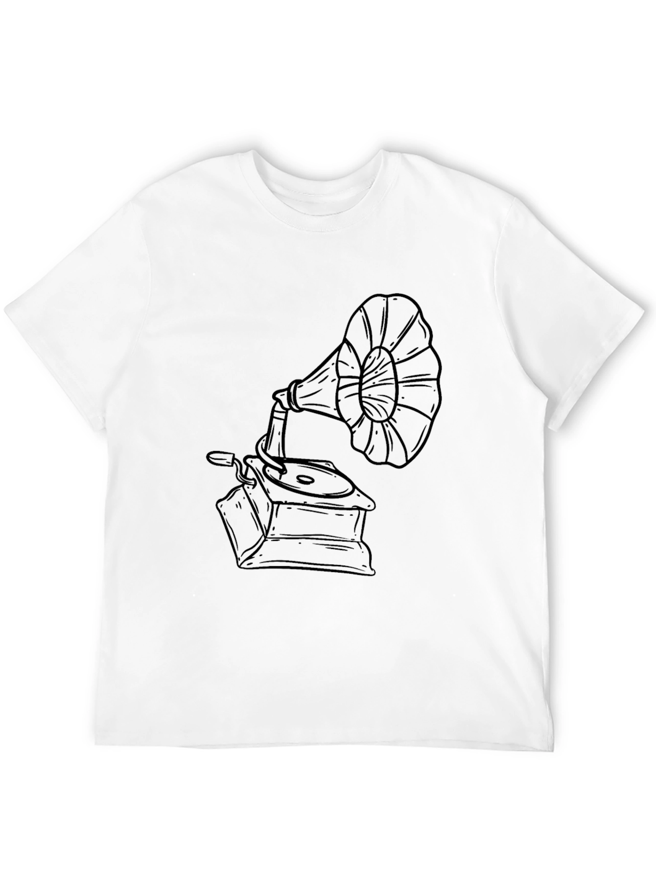 Black Vintage Gramophone Graphic Tee - Retro Style view 12