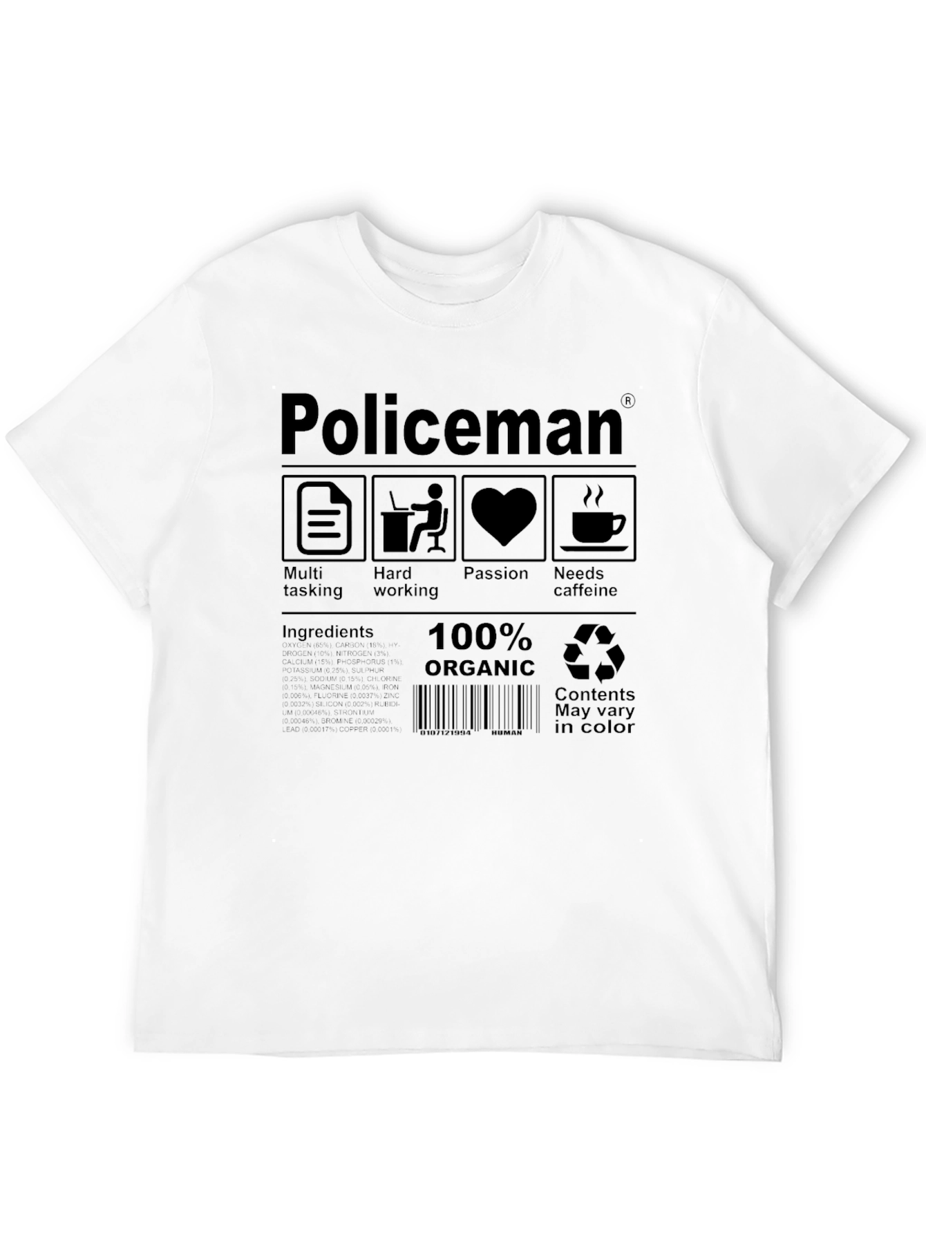 Black Policeman Organic T-Shirt - Multi-Tasking, Hard Working, Passion view 12
