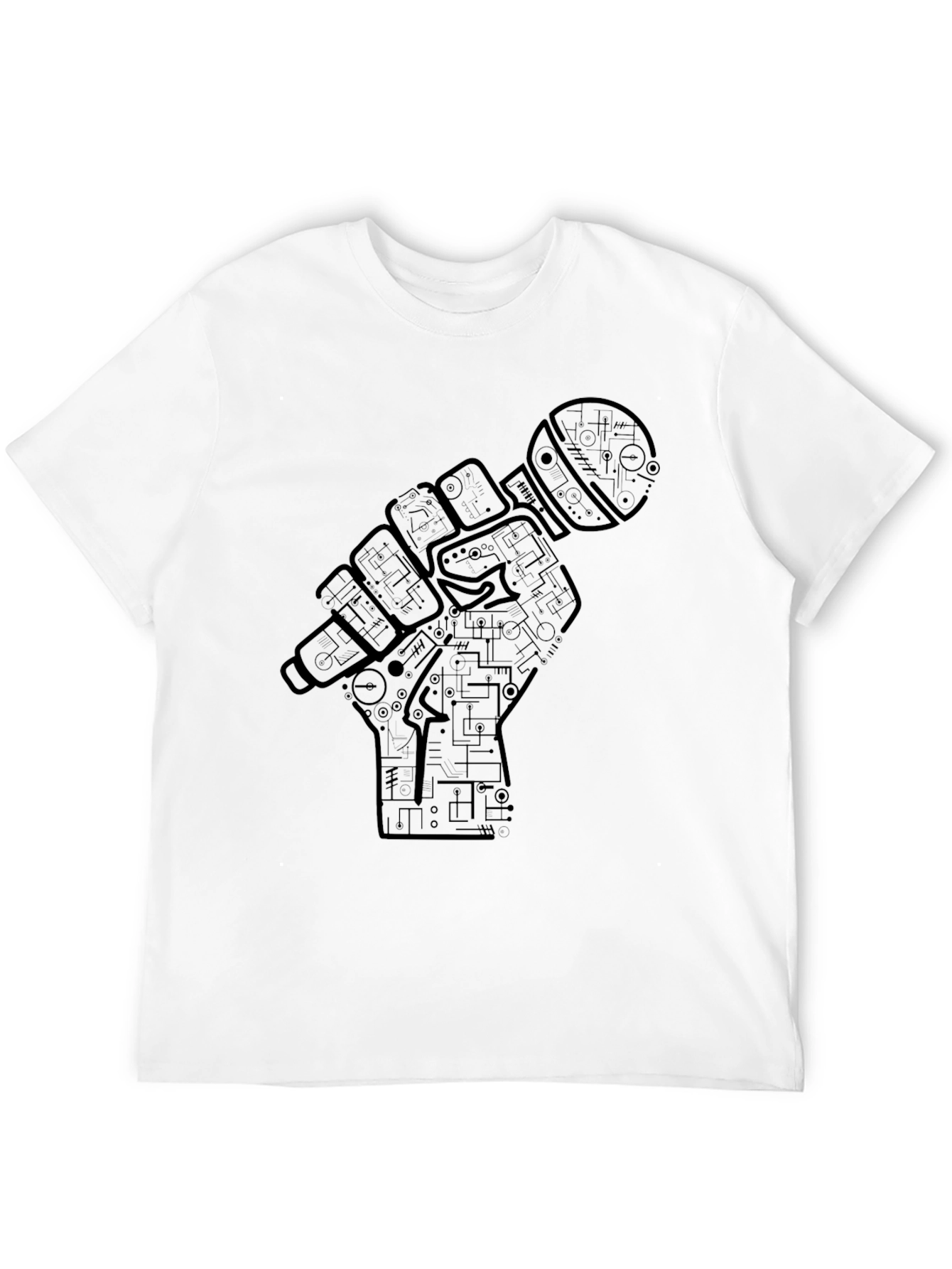 Black Microphone Hand Graphic Black Tee view 12