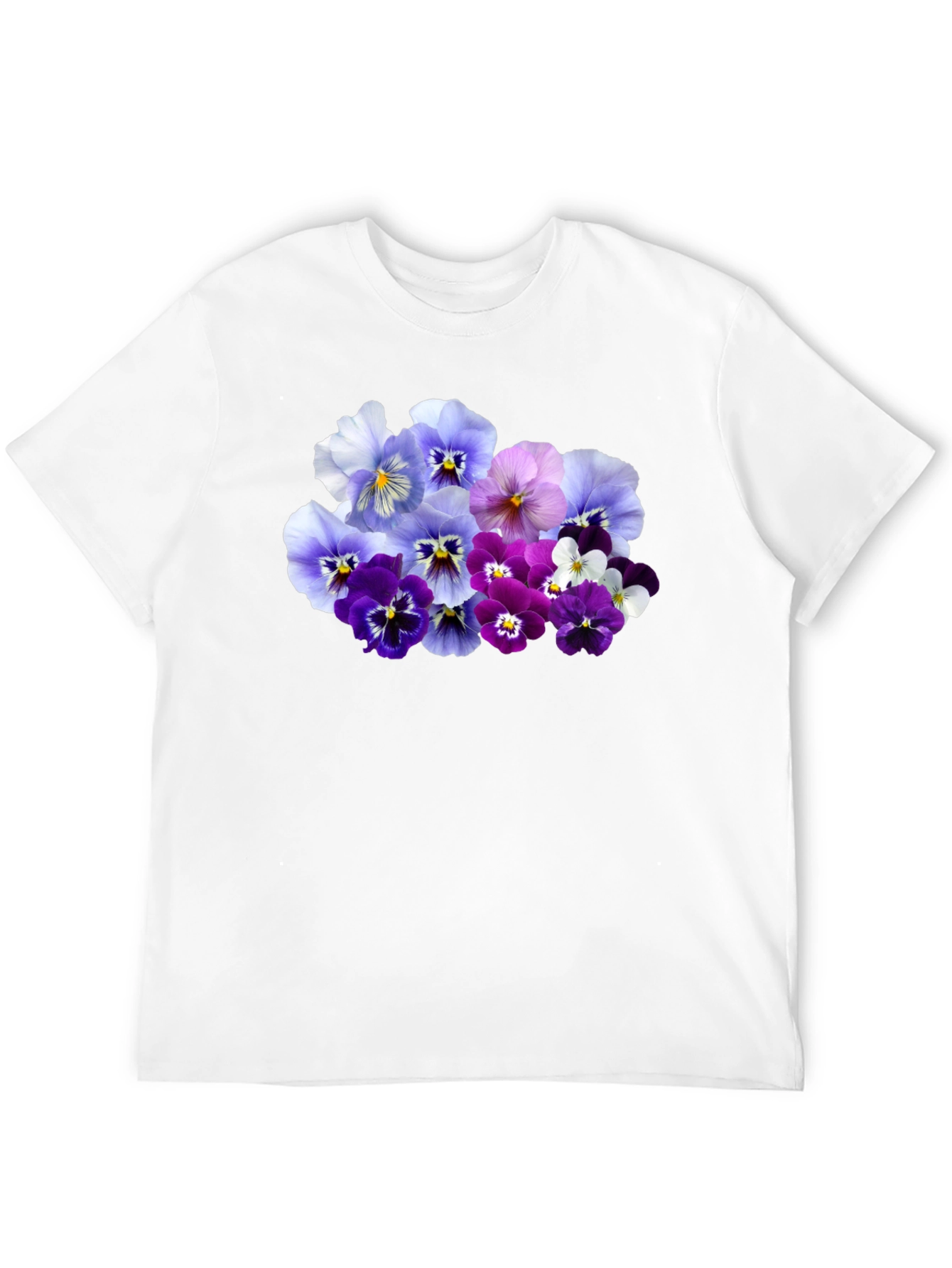 Black Floral Pansy Print Black T-Shirt view 12