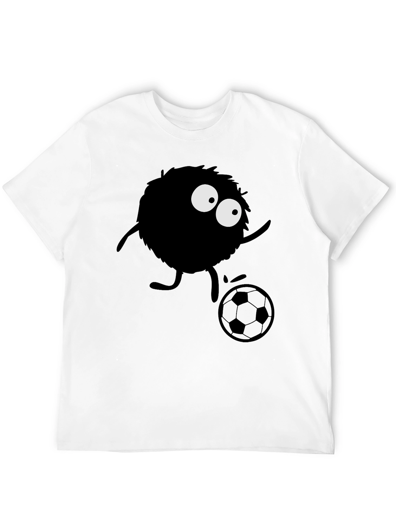 Black Fuzzy Monster Soccer T-Shirt - Black Cotton Tee view 12