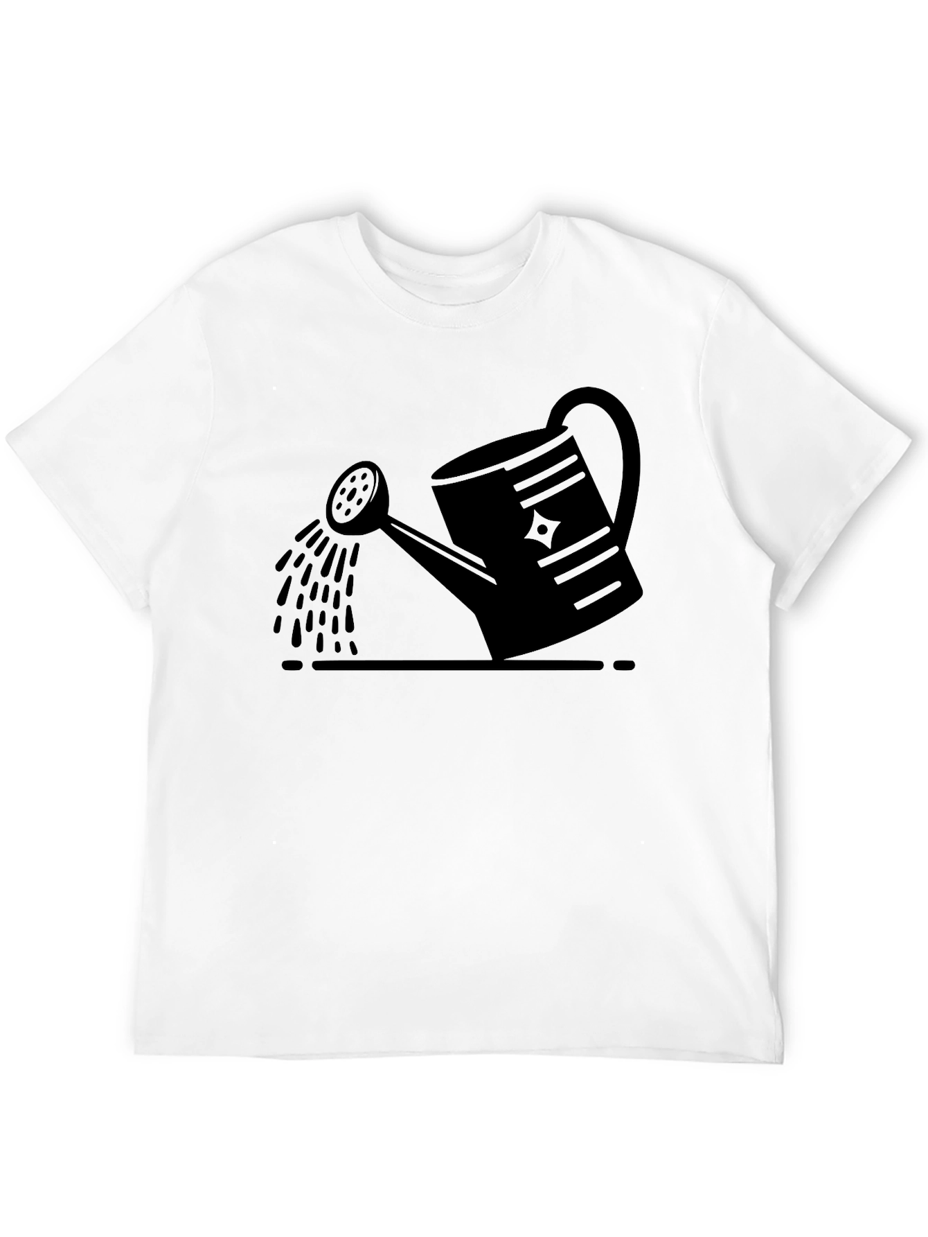 Black Watering Can Graphic Tee - Black Cotton Casual T-Shirt view 12