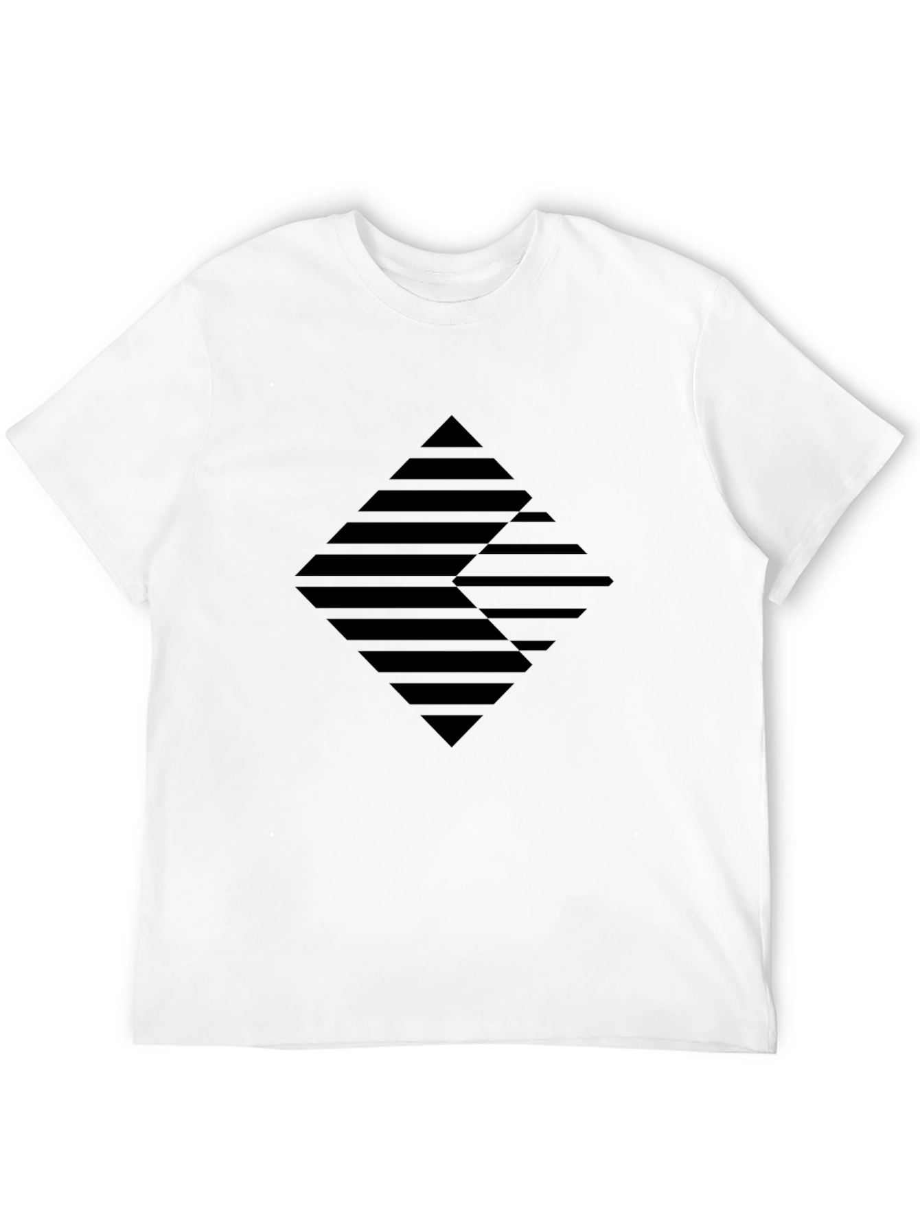 Black Geometric Diamond Pattern Black T-Shirt view 12