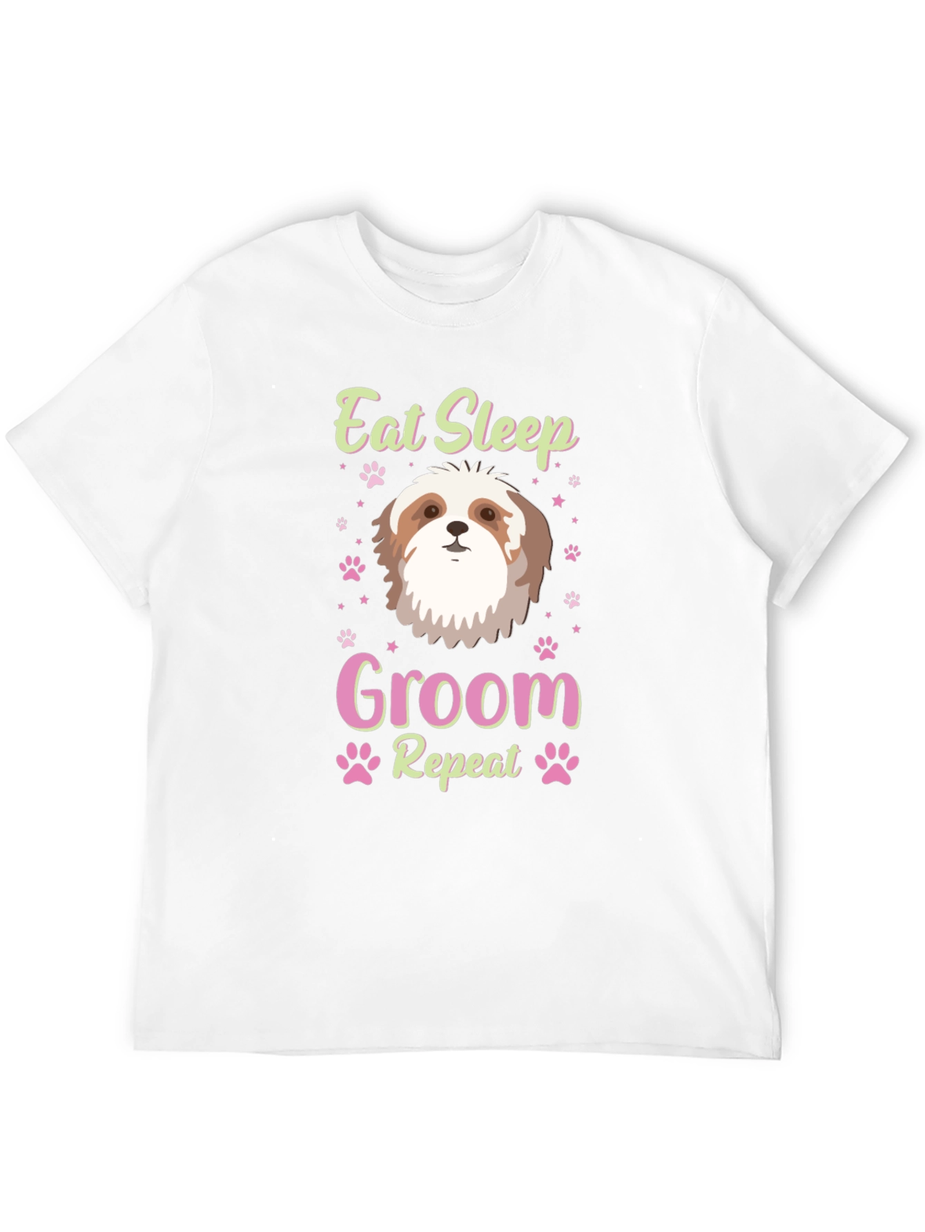 Black Eat Sleep Groom Shih Tzu Dog Lover T-Shirt view 12