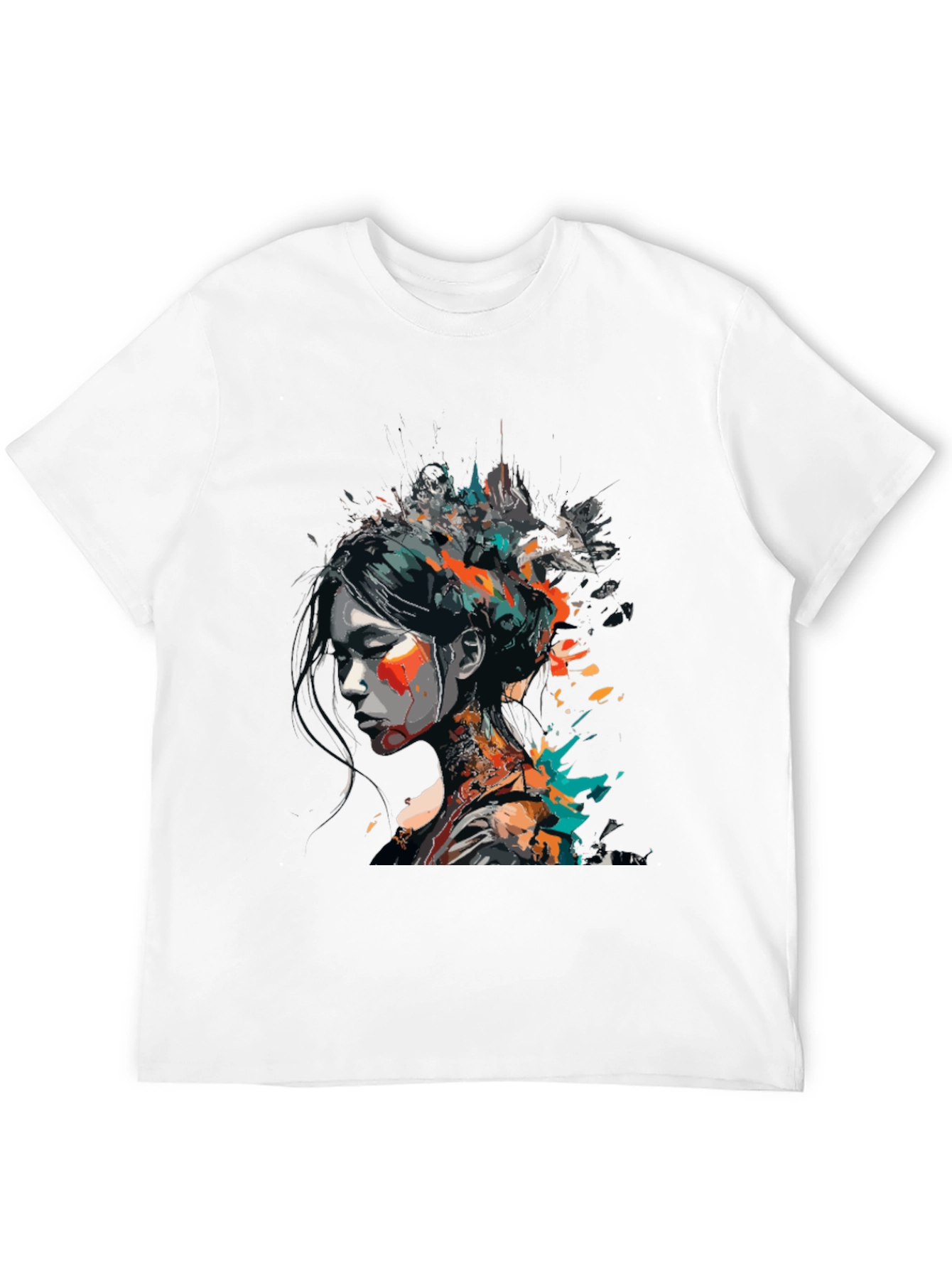 Black Abstract Art Woman's Graphic Tee - Modern Style view 12