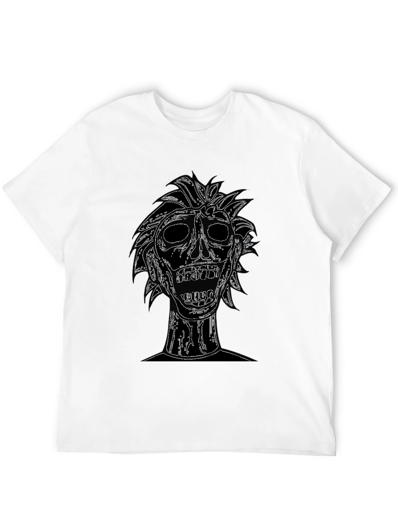 Black Edgy Skull Graphic Tee - Black Cotton T-Shirt view 12