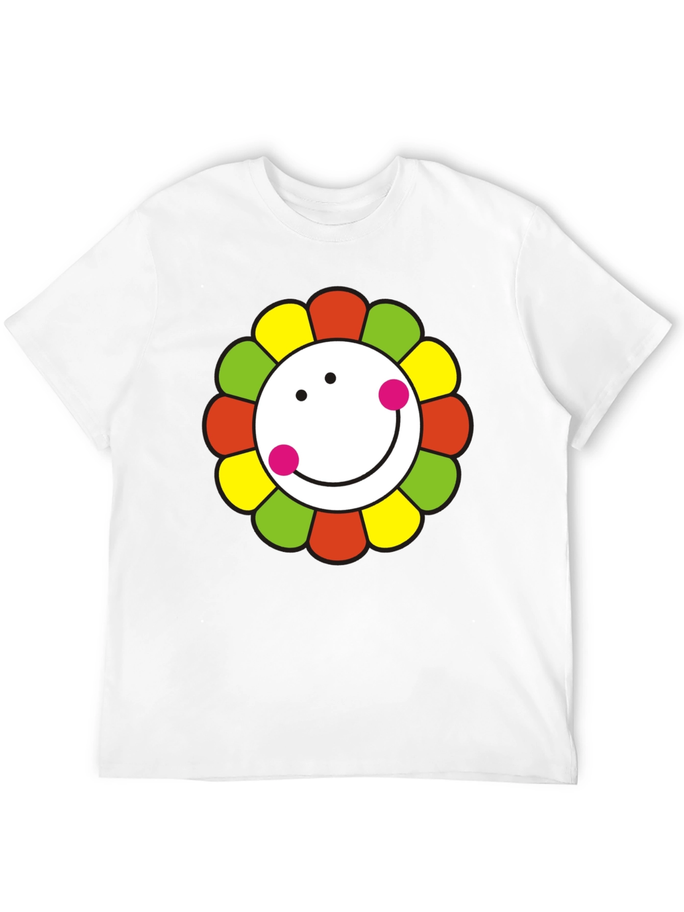 Black Smiley Flower Graphic T-Shirt - Black Cotton Tee view 12
