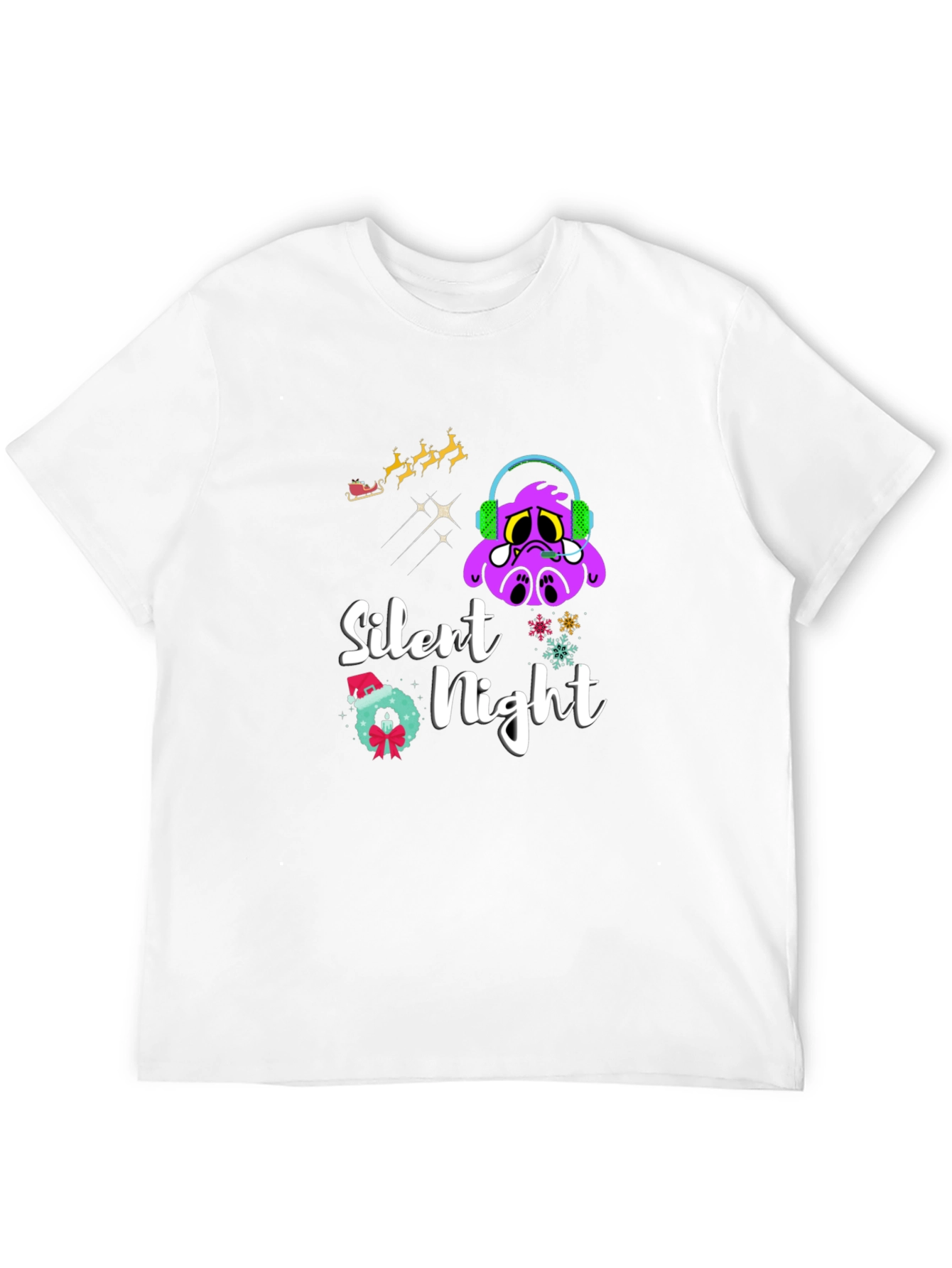 Black Silent Night Graphic T-Shirt - Christmas Holiday Tee view 12